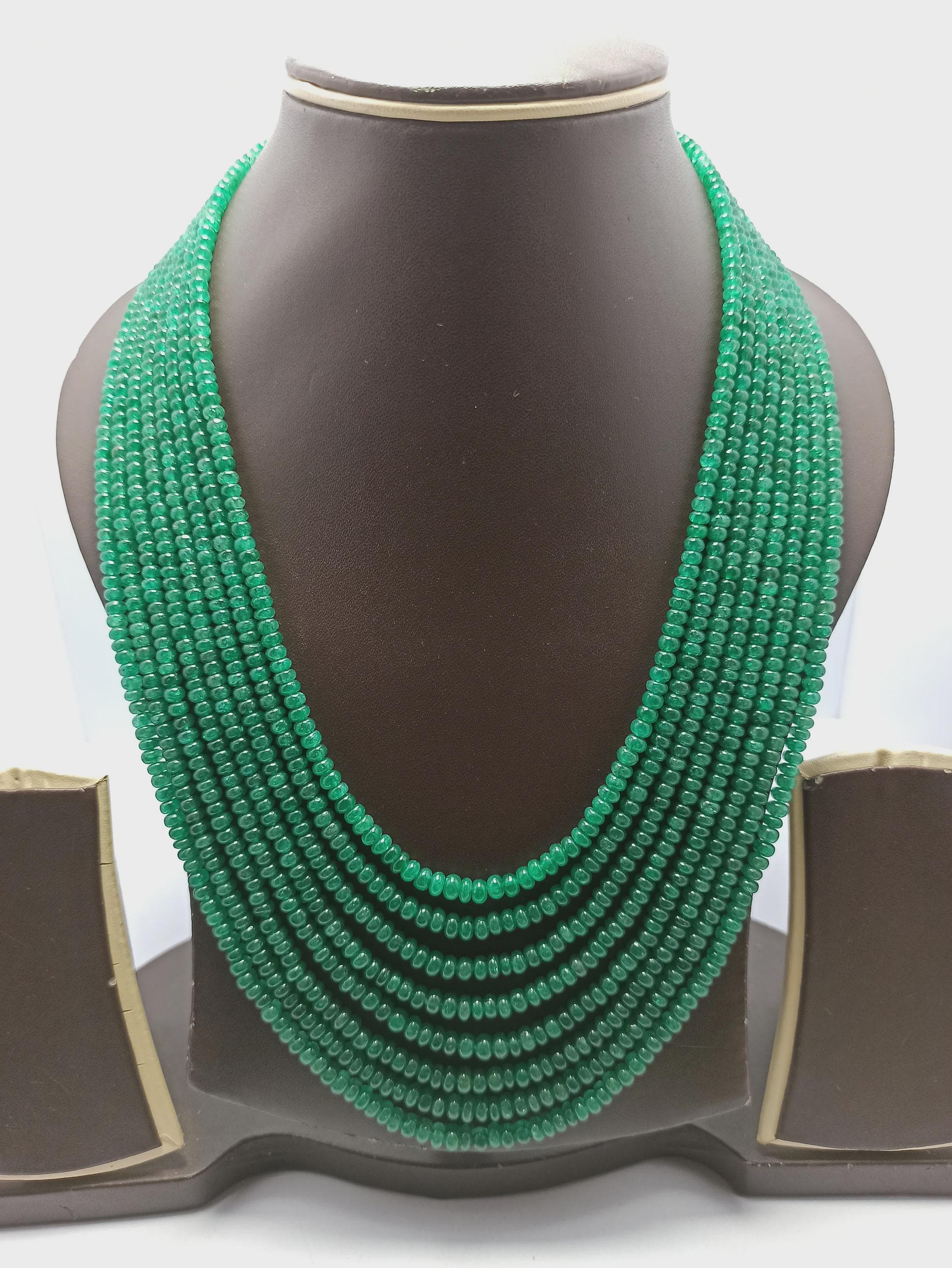 Natural Russian Emerald Beads Necklace Fine Quality Gemstone With Adjustable Cord Necklace