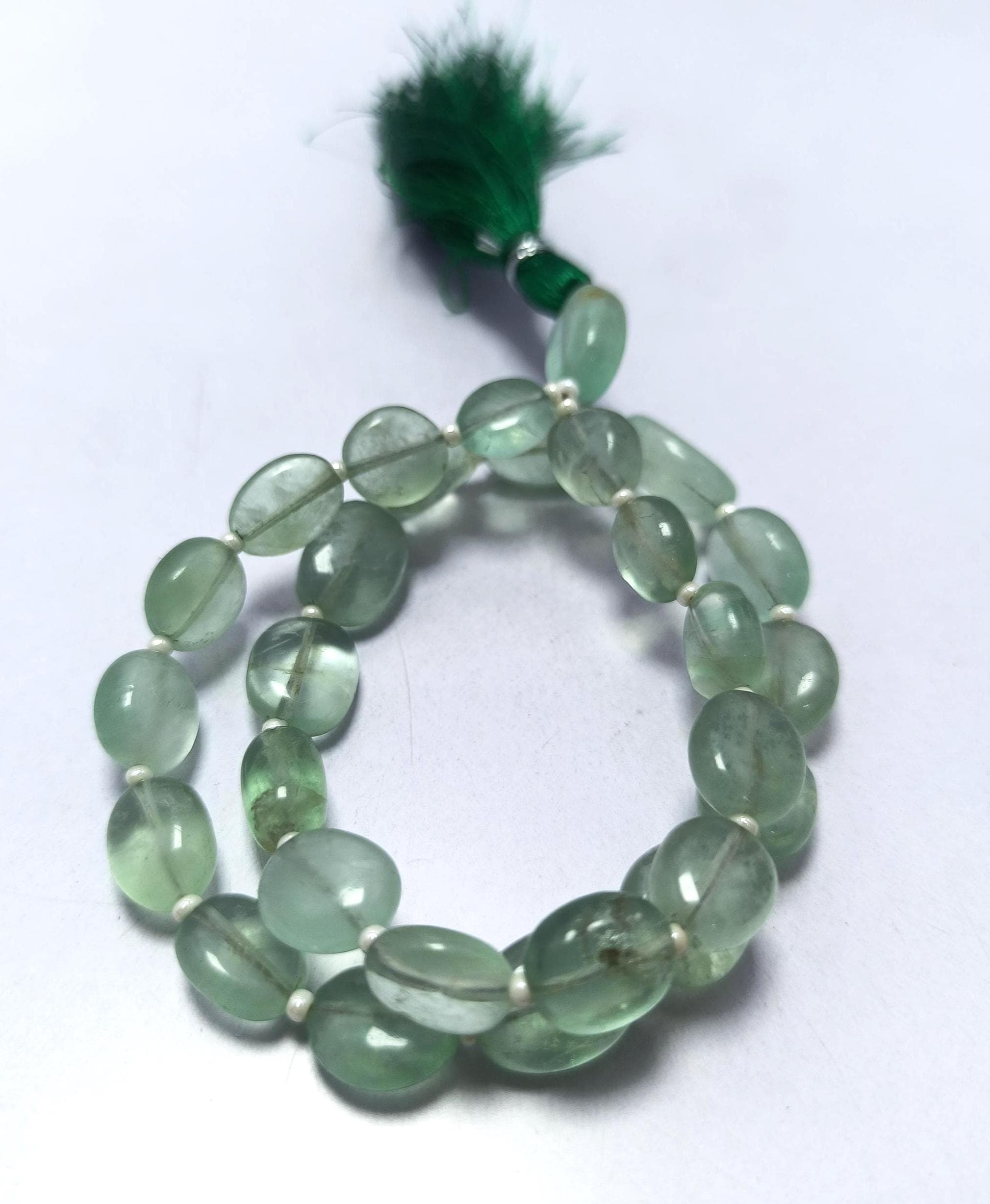 Smooth Oval Natural Gemstone Prayer Beads Japa Mala Tasbih for Meditation