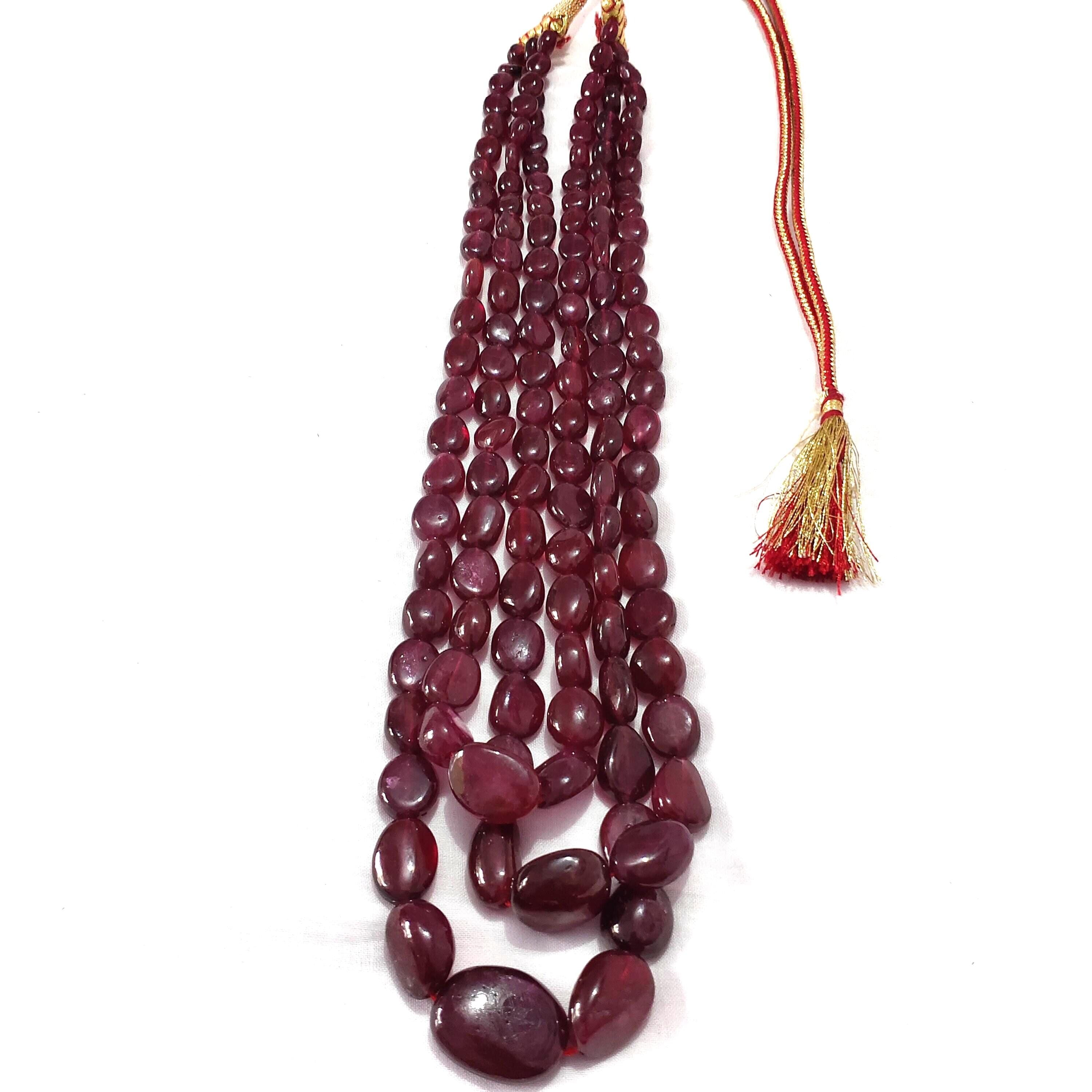 Natural Ruby Tumble Necklace 890 Carat Gemstone Beads Healing Crystal Jewelry - image 5