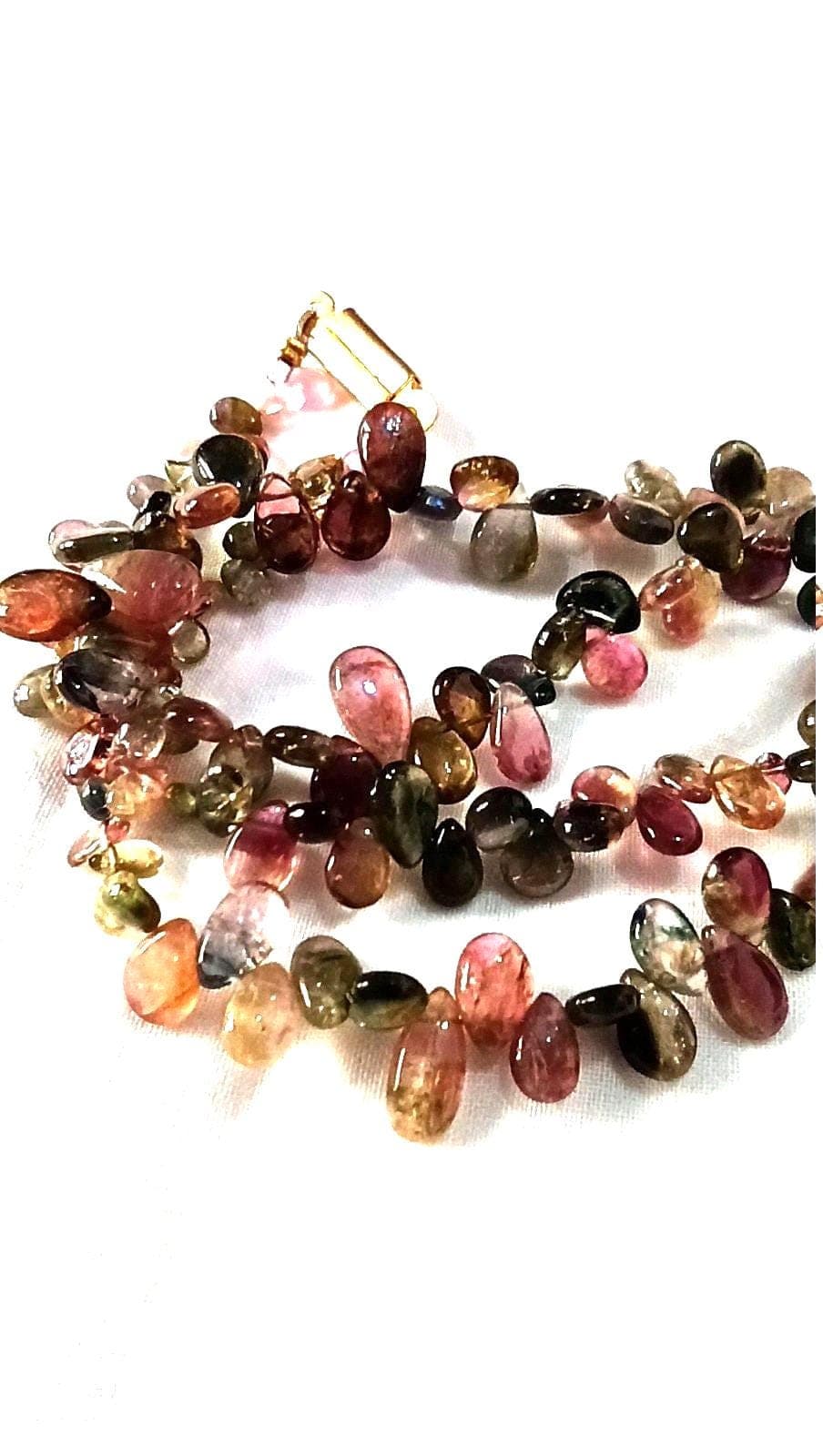 Multi Tourmaline Pear Bead Necklace 107 Carat Healing Gemstone Jewelry 18 Inch - image 3