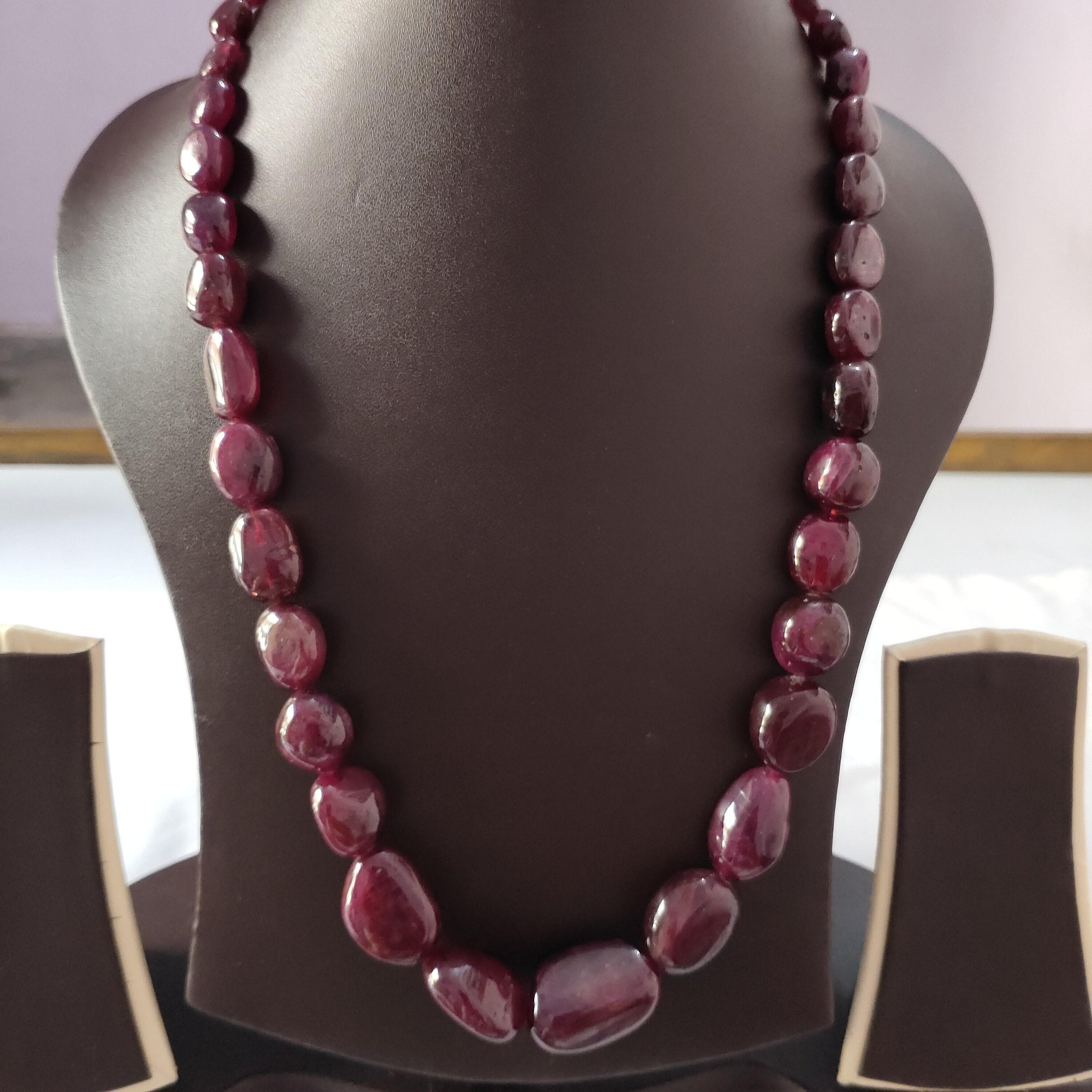Natural Ruby Tumble Bead Necklace 652 Carat | Genuine Healing Gemstone Strand Jewelry - image 3