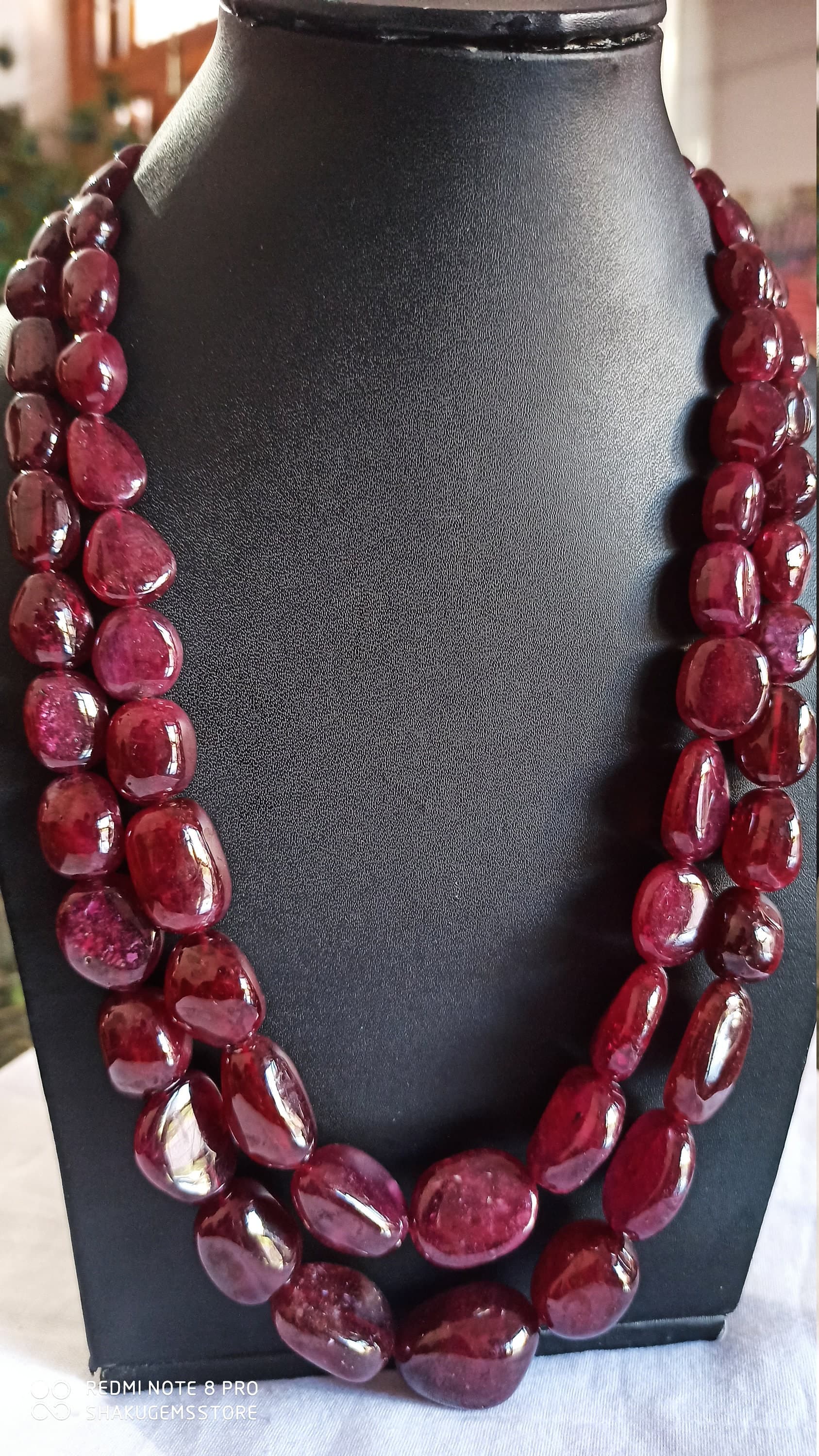 24″ Natural Ruby AAA Fine Quality Smooth Tumbled Ruby Gemstone Healing Necklace - image 3