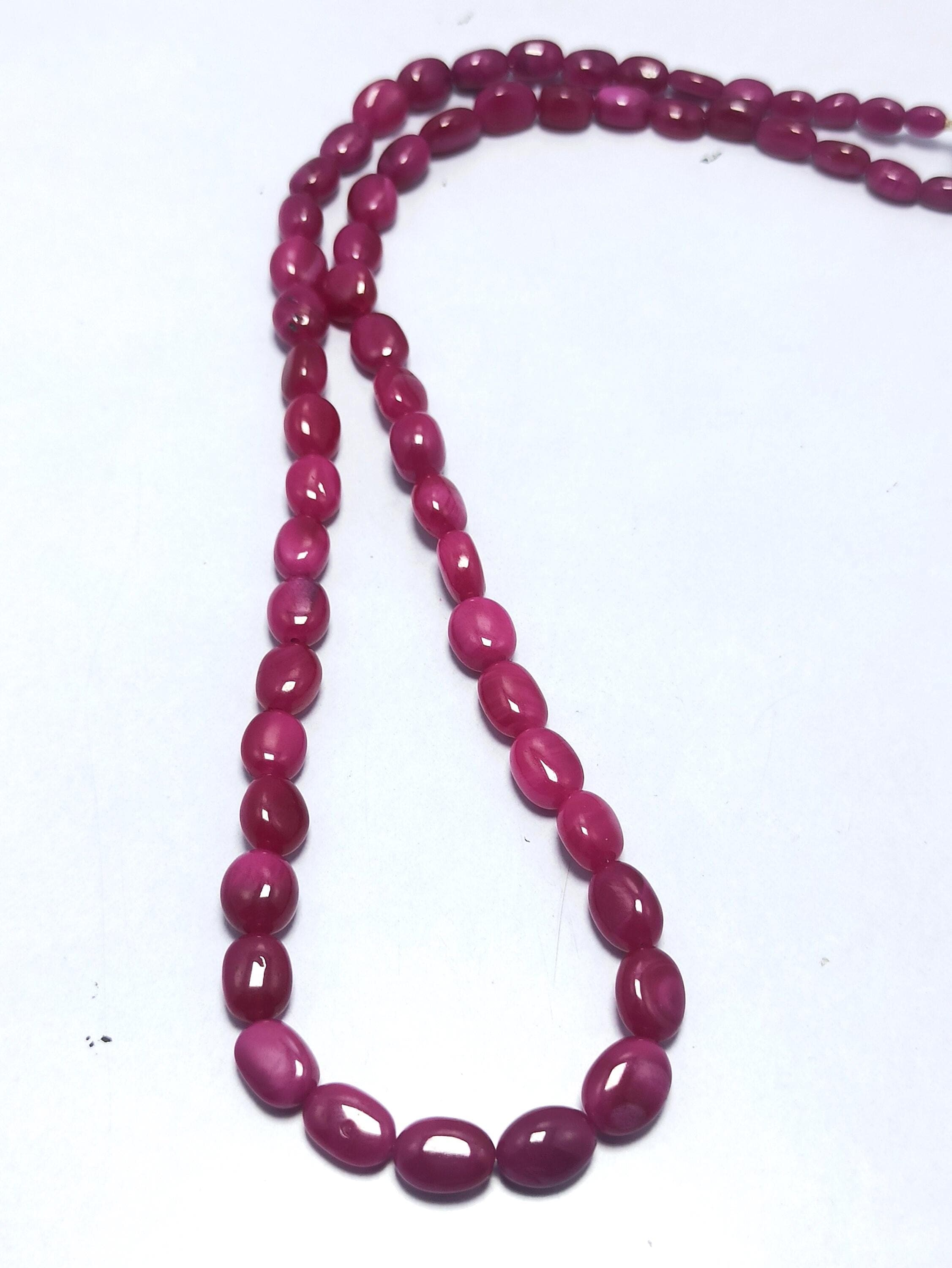Natural Ruby Necklace Oval Ruby Gemstone Beads Sterling Silver Clasp 20 Inch Jewelry - image 4