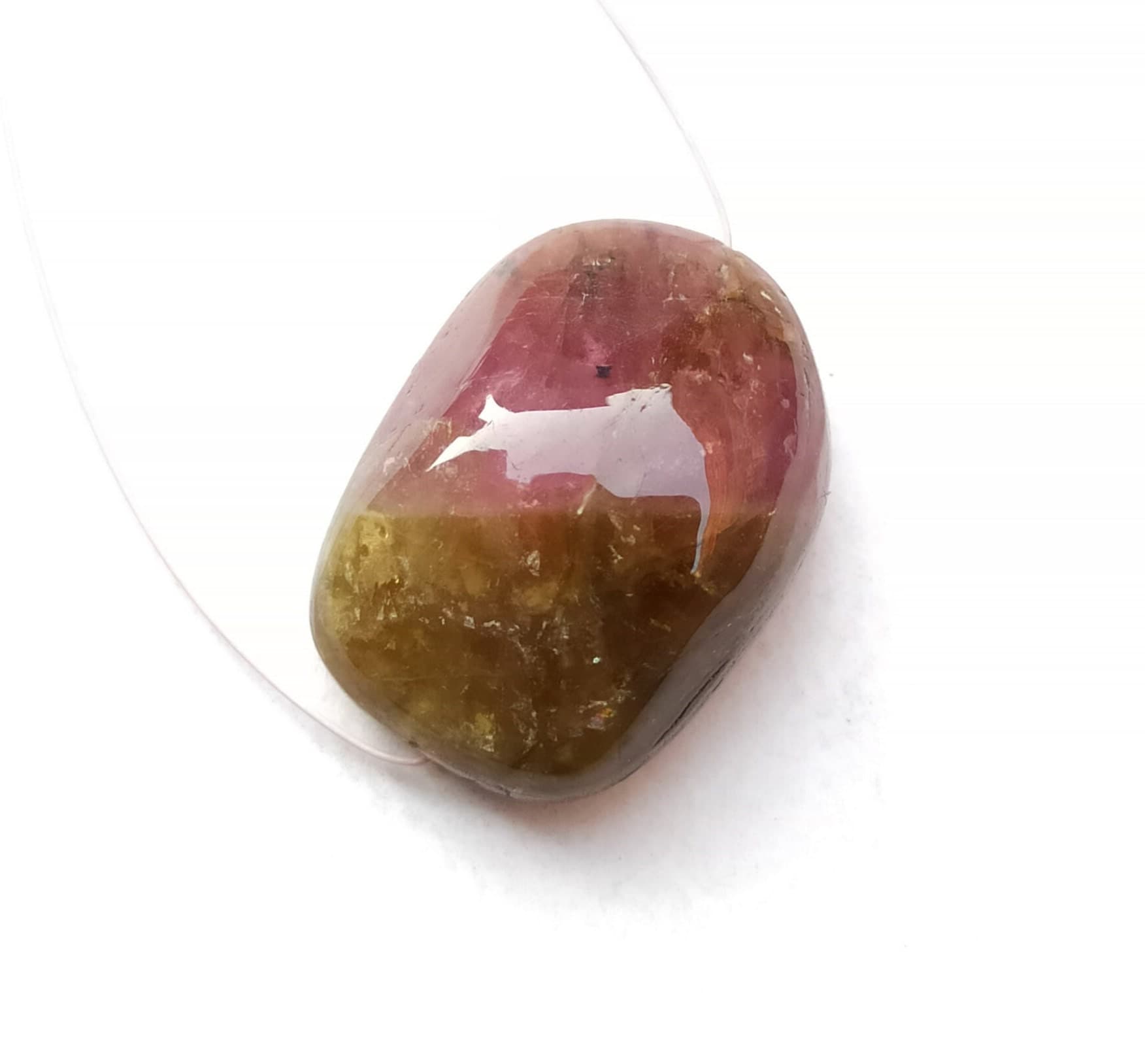 Natural Watermelon Tourmaline Beads 24 Cts Oval Smooth Tumble, AAA Grade - image 3