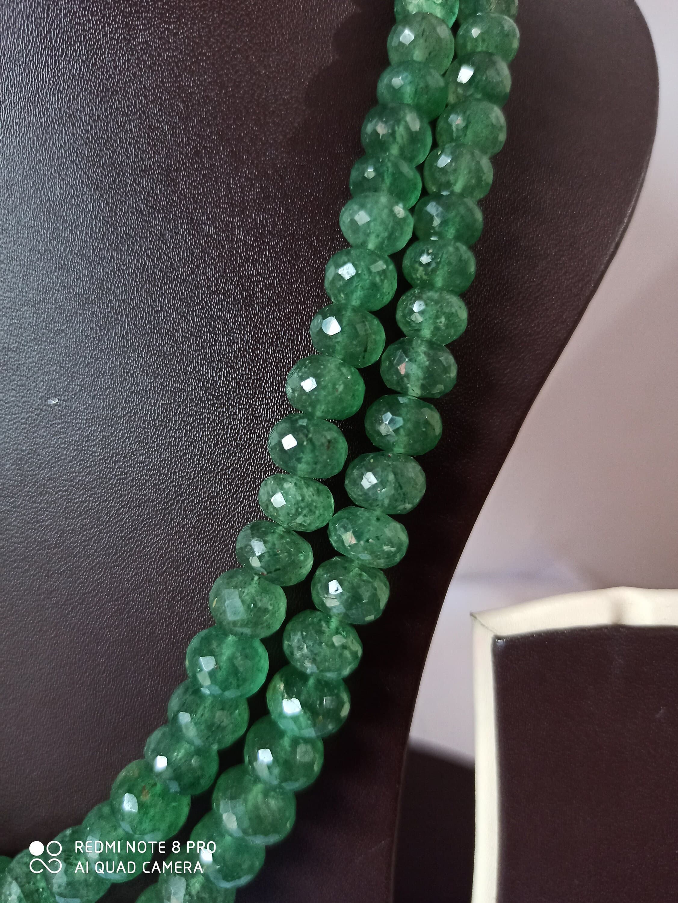 Natural Green Strawberry Quartz Faceted Necklace 560ct AAA Gemstone Beads - image 5