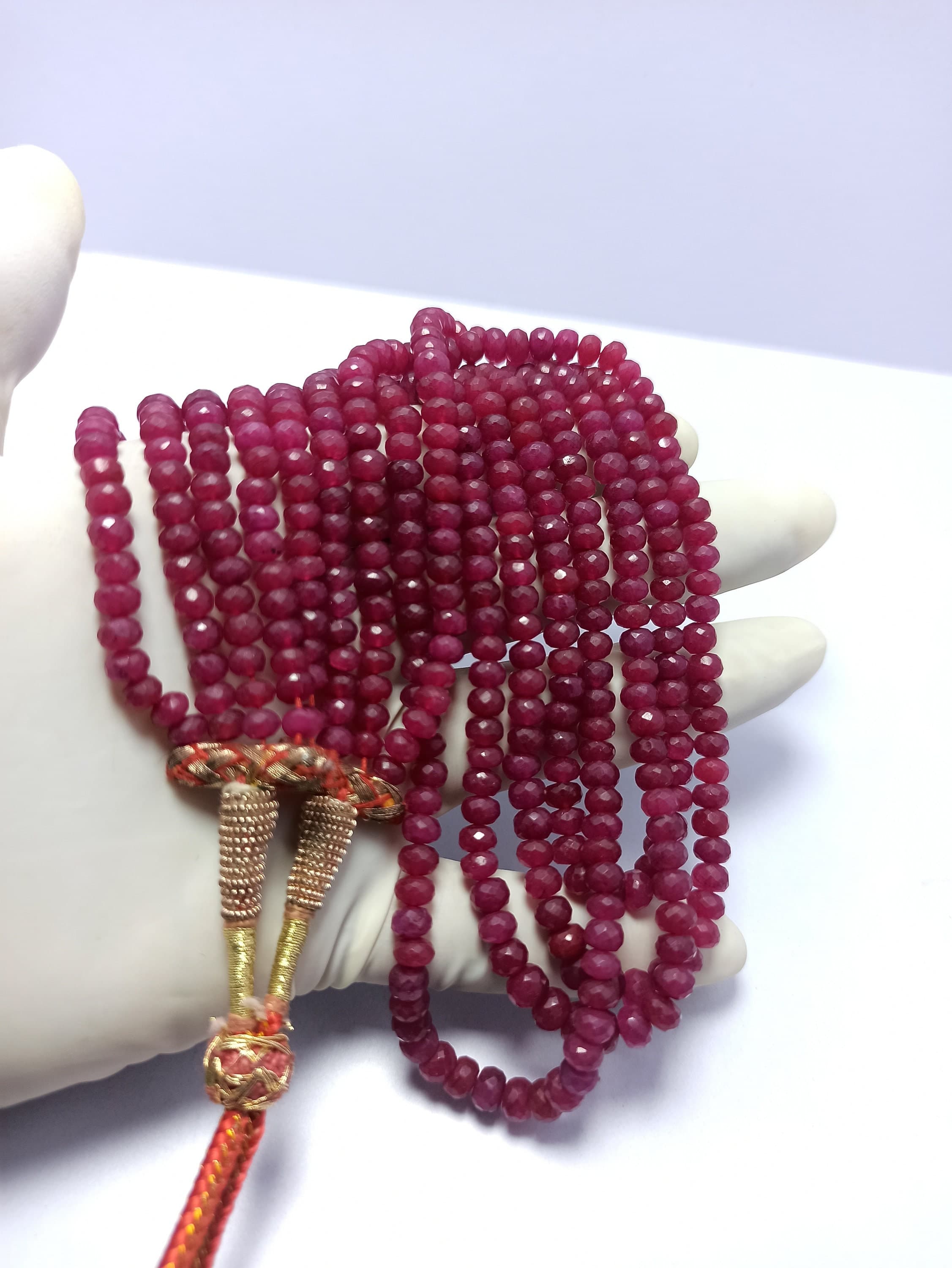 Ruby Dyed Rondelle Beads Necklace Faceted Cut, Adjustable Cord Jewelry, Fine Gemstone Necklace - image 5
