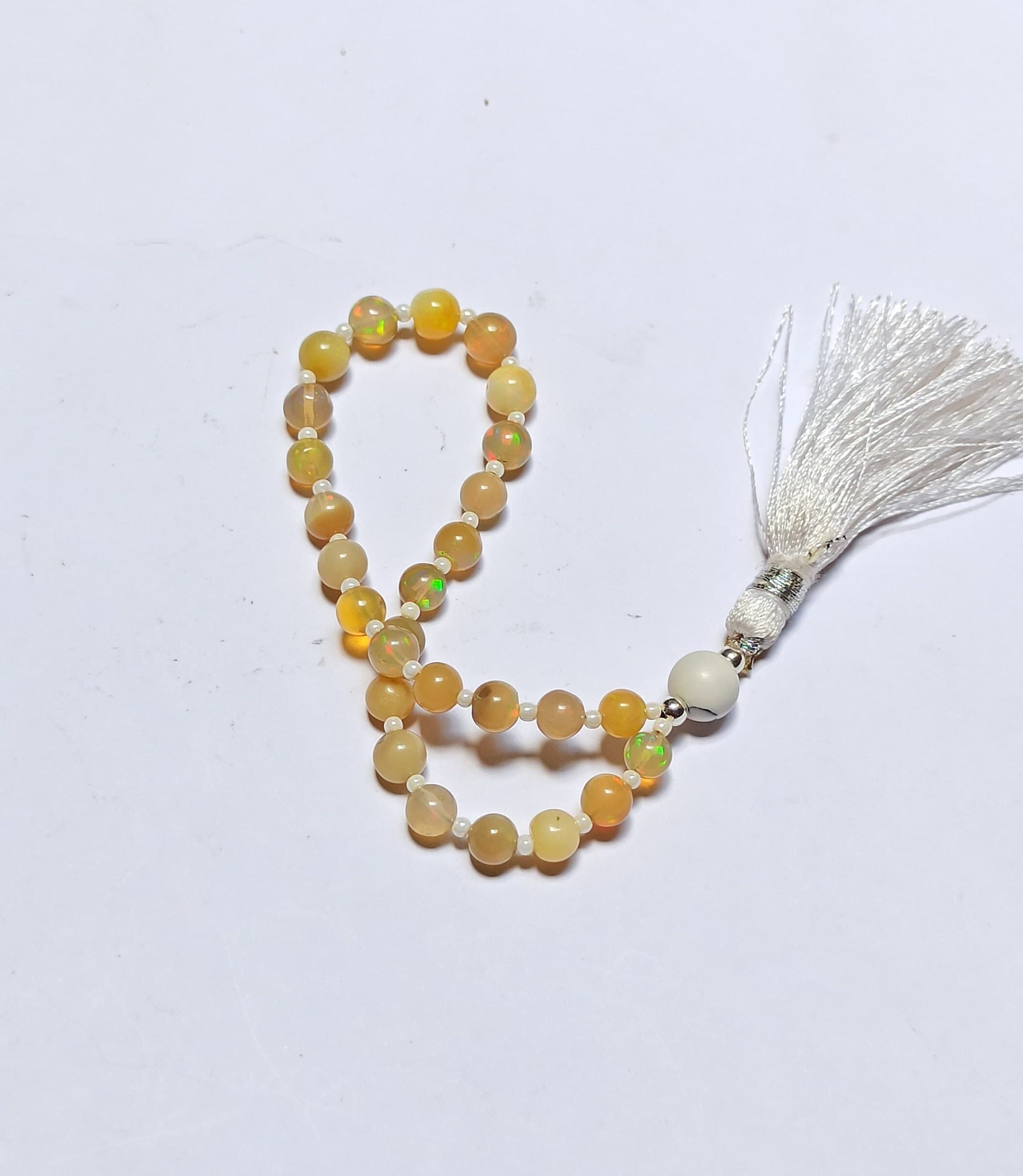 Natural Ethiopian Opal Mala Prayer Beads (27+1) – Healing Gemstone Tasbih
