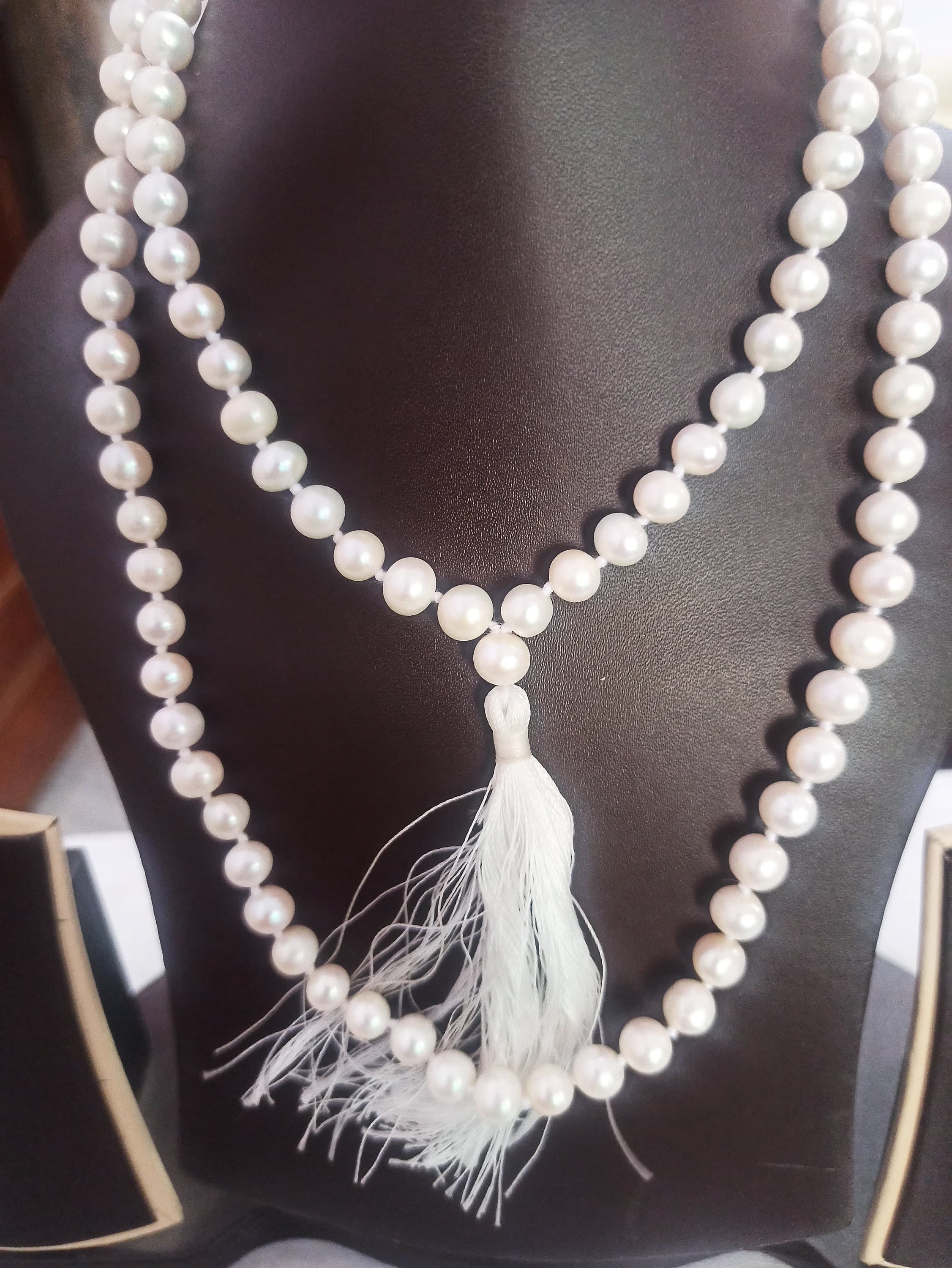 Freshwater Pearl Japa Mala: Handmade 108 Bead Meditation Necklace - image 4