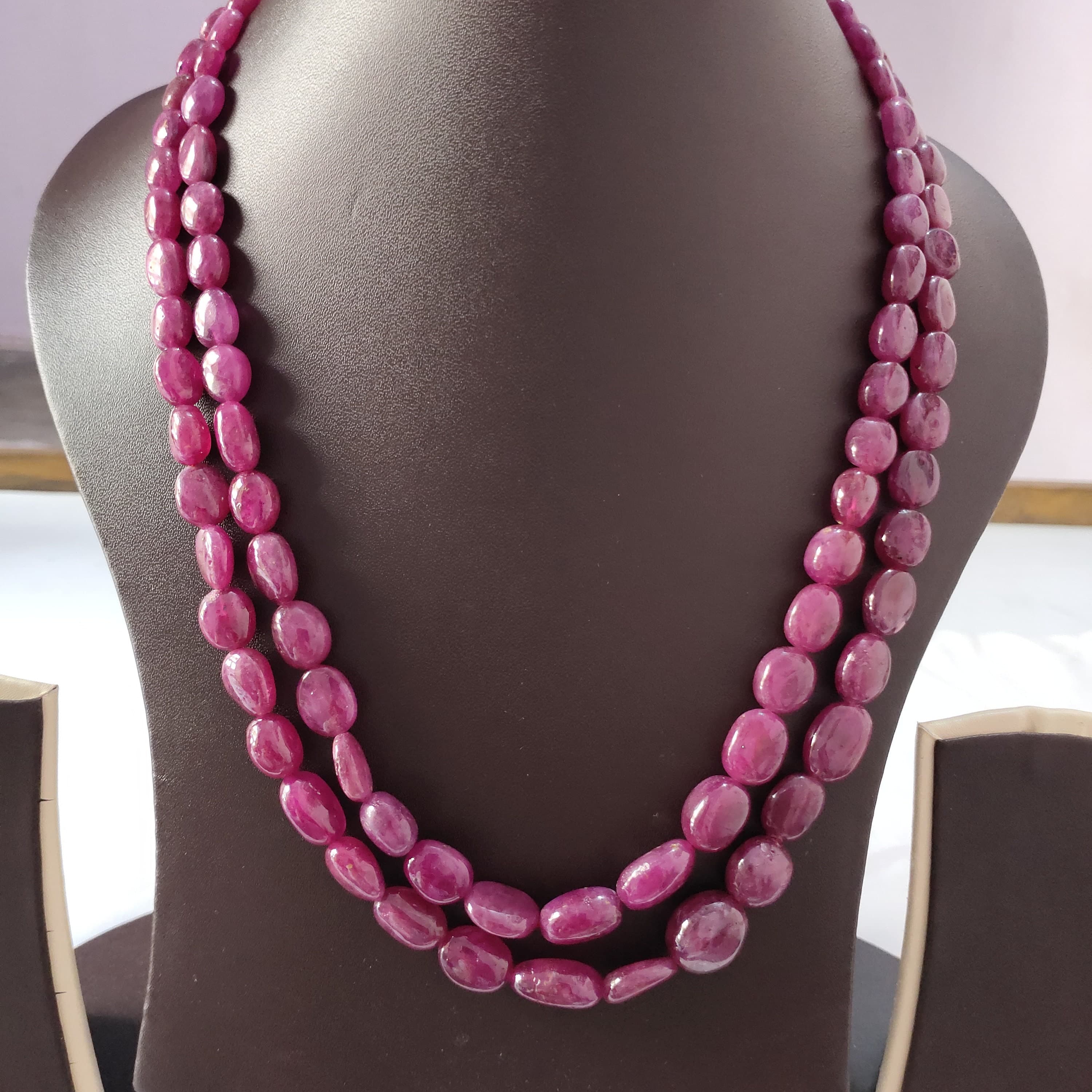 Natural Ruby Tumble Bead Necklace: Adjustable Gemstone Jewelry - image 3