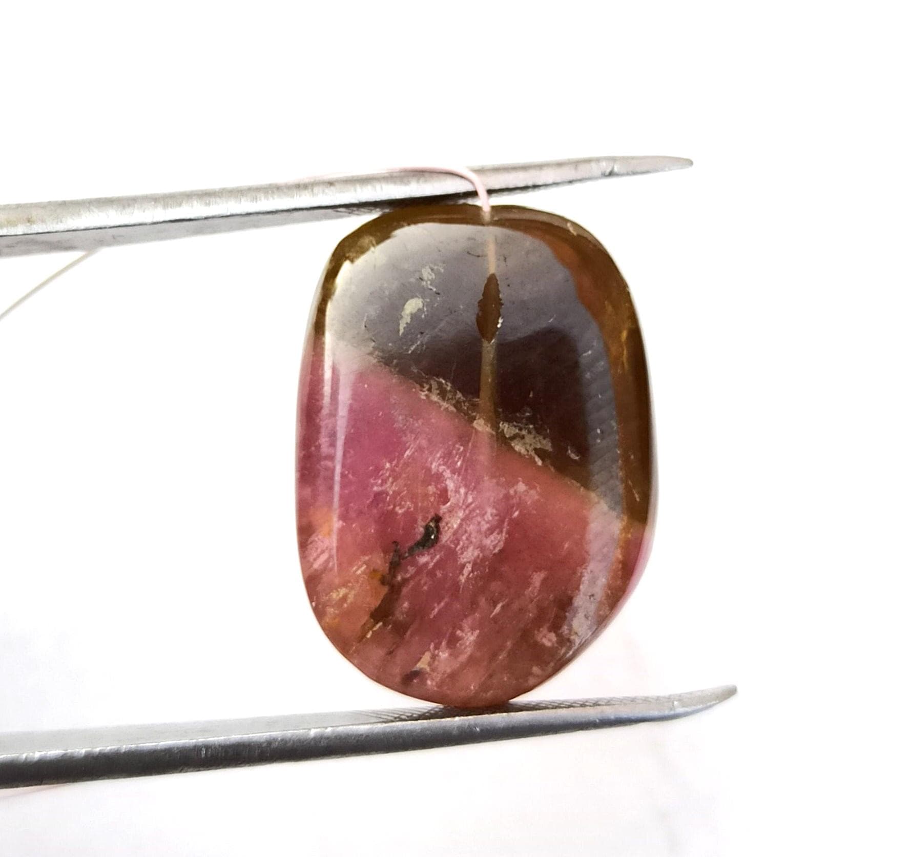 Natural Watermelon Tourmaline Beads 24 Cts Oval Smooth Tumble, AAA Grade - image 4