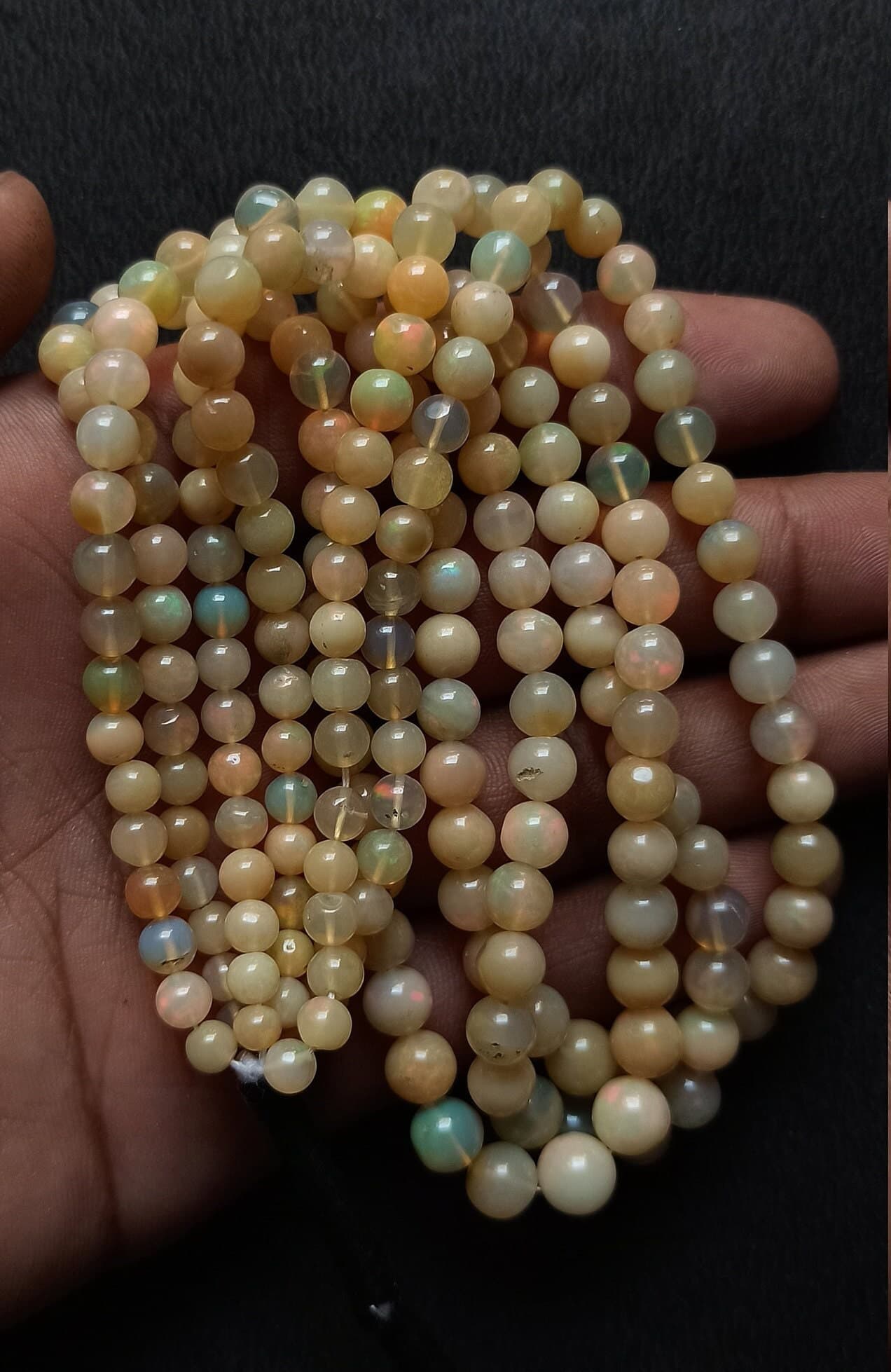Natural Ethiopian Opal Round Beads, Highly Polished Jewelry Making String