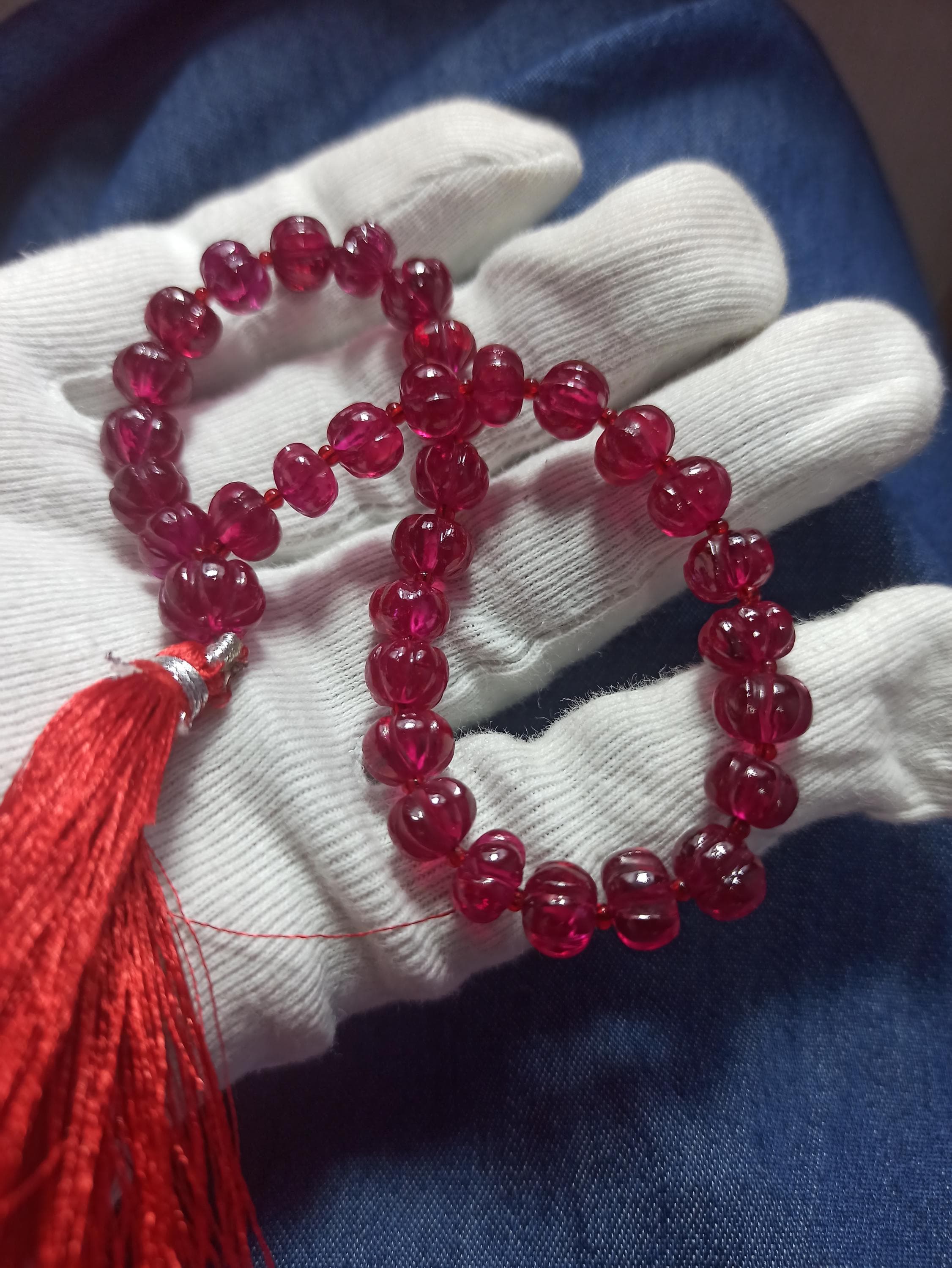 Ruby Corundum Japa Mala Tasbih Pumpkin Round Gemstone Prayer Beads Natural Meditation Spiritual Healing - image 5