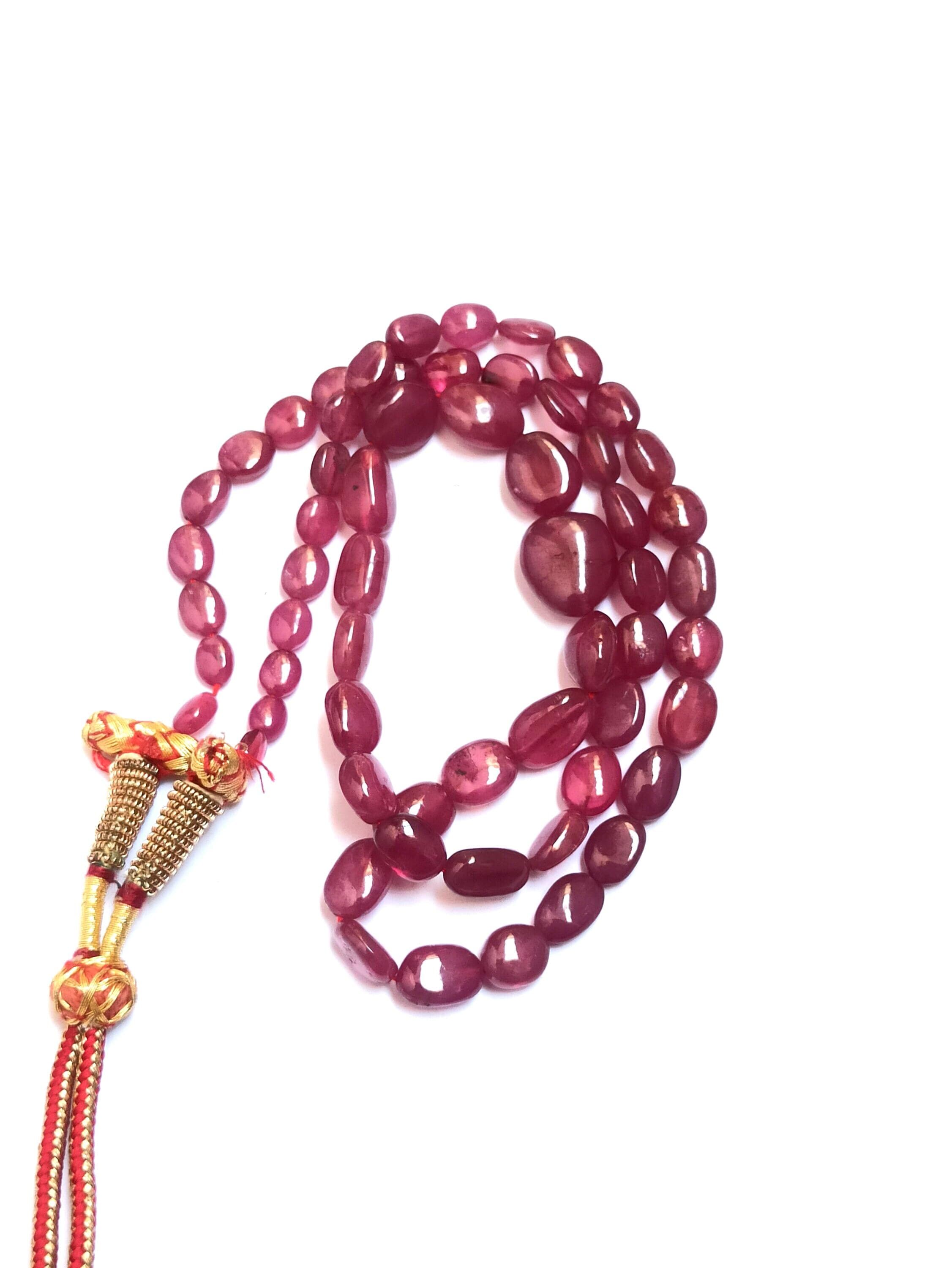 Natural Ruby Necklace, Oval Ruby Gemstone Beads, Adjustable 17" Cord, July Birthstone Jewelry - image 4