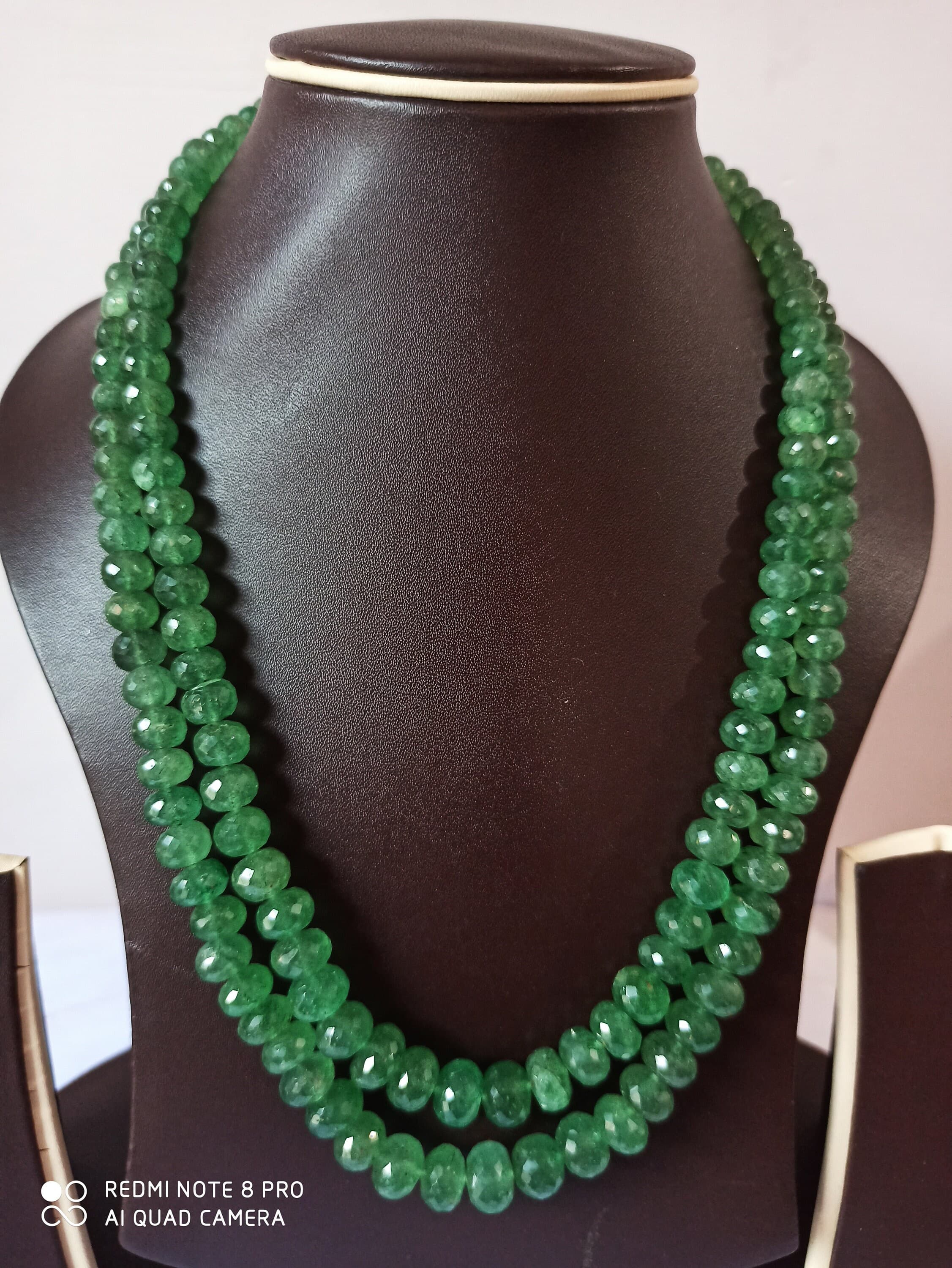 Natural Green Strawberry Quartz Faceted Necklace 560ct AAA Gemstone Beads