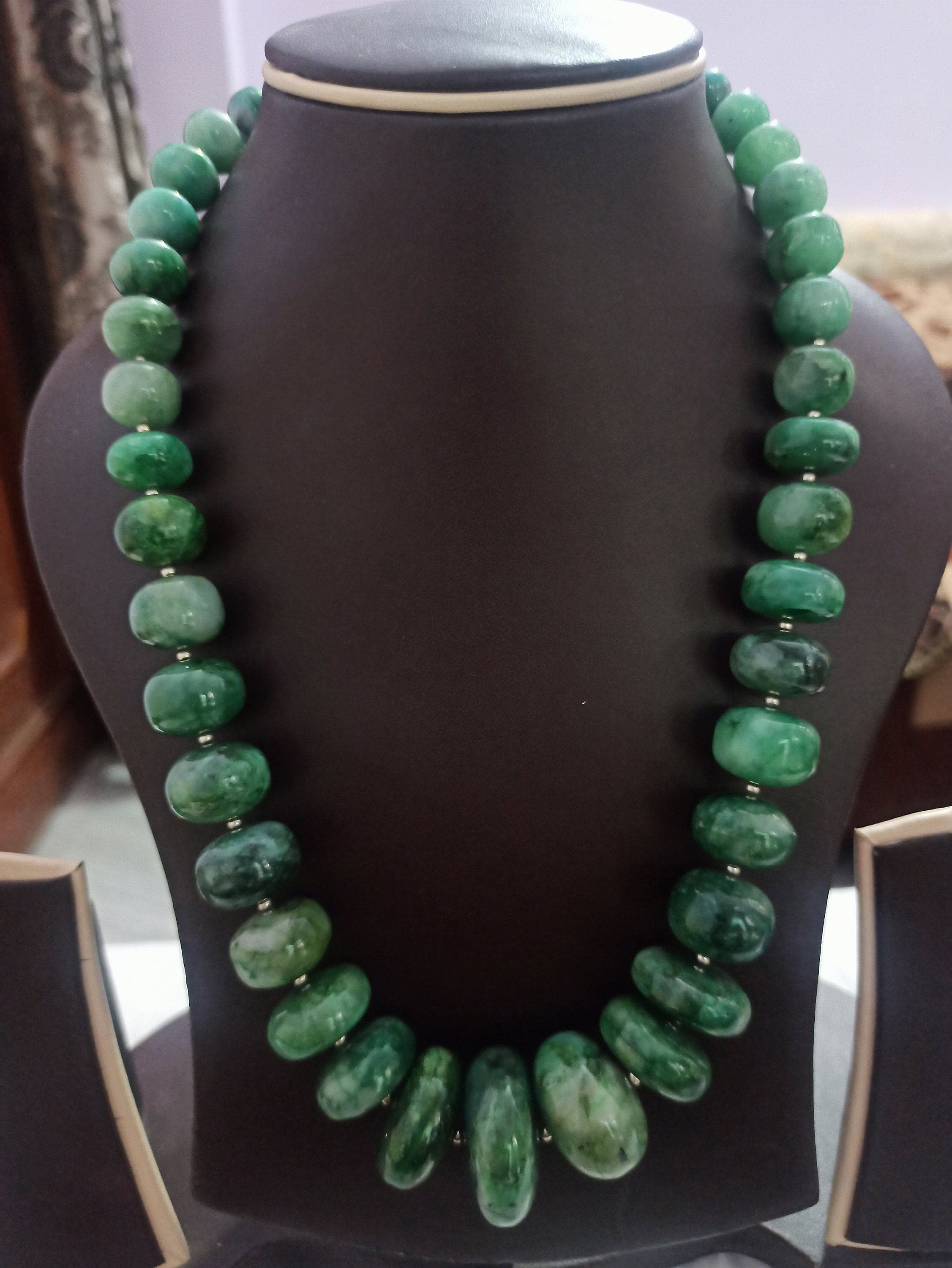 Sakata Emerald Rondelle Necklace 946ct AAA Natural Gemstone Beads, 20" Handcrafted Jewelry