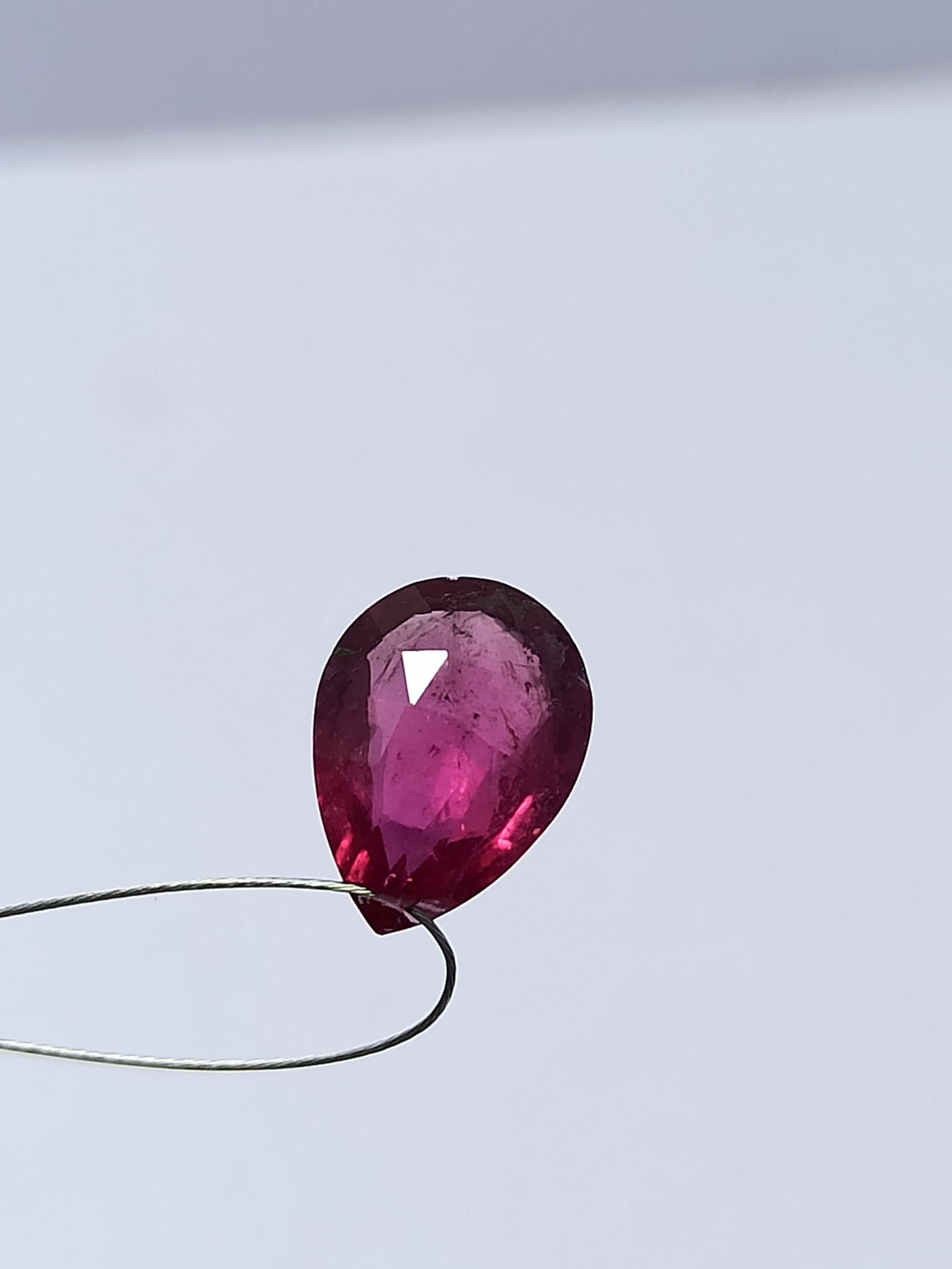Natural Pear Cut Tourmaline Gemstone, Ruby Lite Color, 3.10 Ct Faceted Stone - image 4