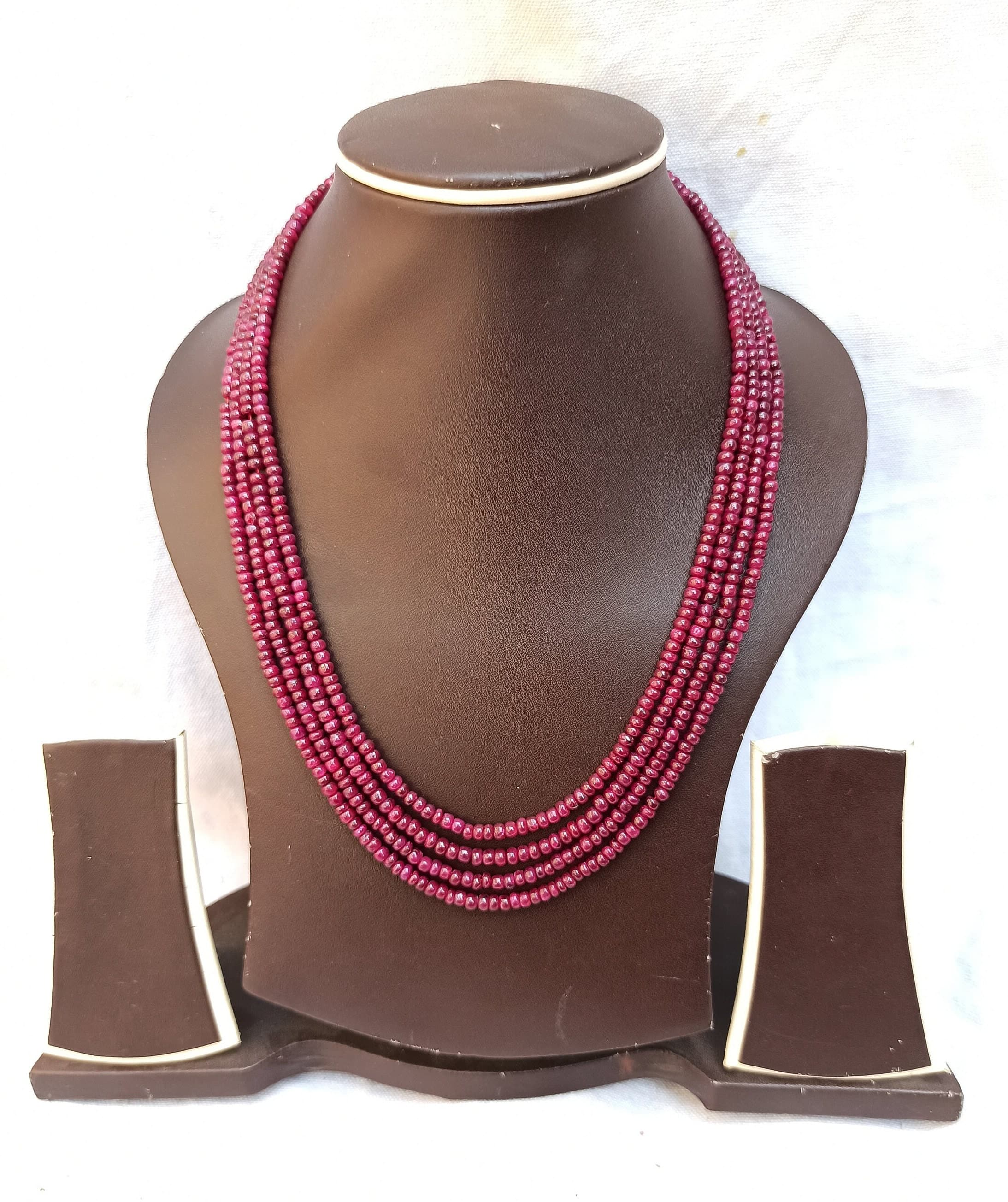 Natural Ruby Necklace 16" Handmade Polished Rondelle Beads Fine Gemstone Jewelry for Women
