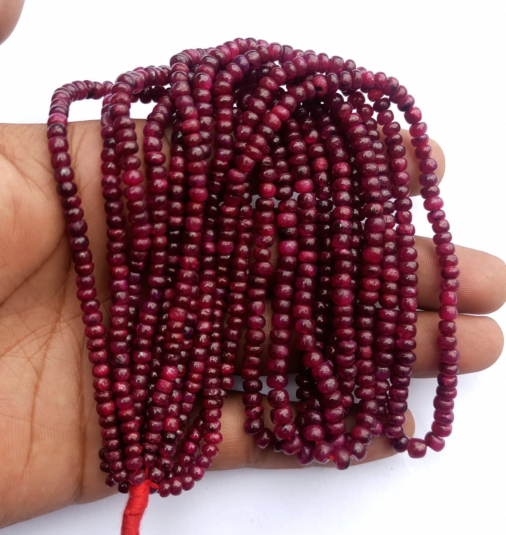AAA Natural Ruby Beads – Smooth Round 4–5 mm 17” Strand for Jewelry Supplies