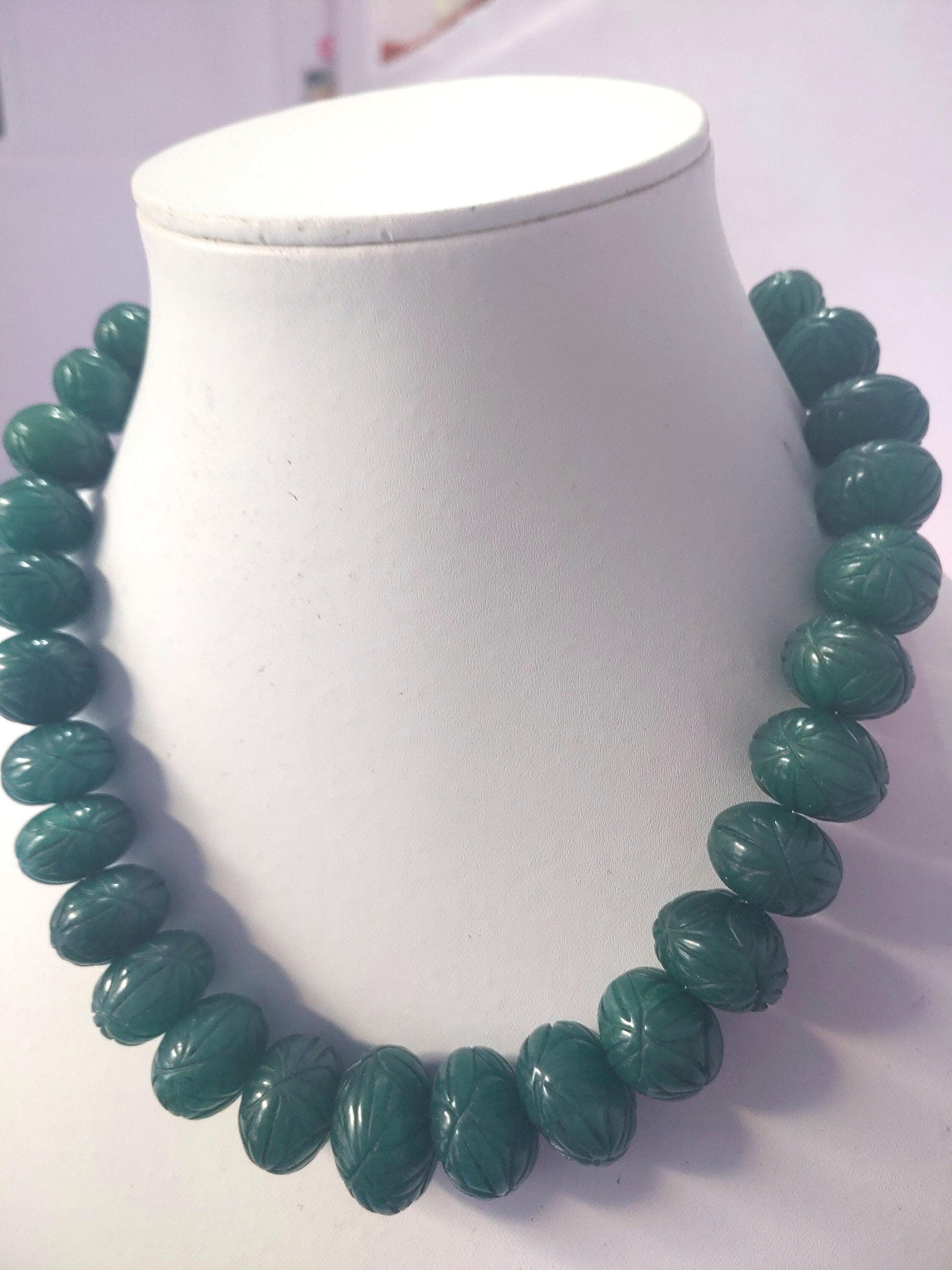 Emerald Beryl Pumpkin Beads Necklace 961ct Natural Gemstones Adjustable Cord Fine Quality Jewelry - image 3