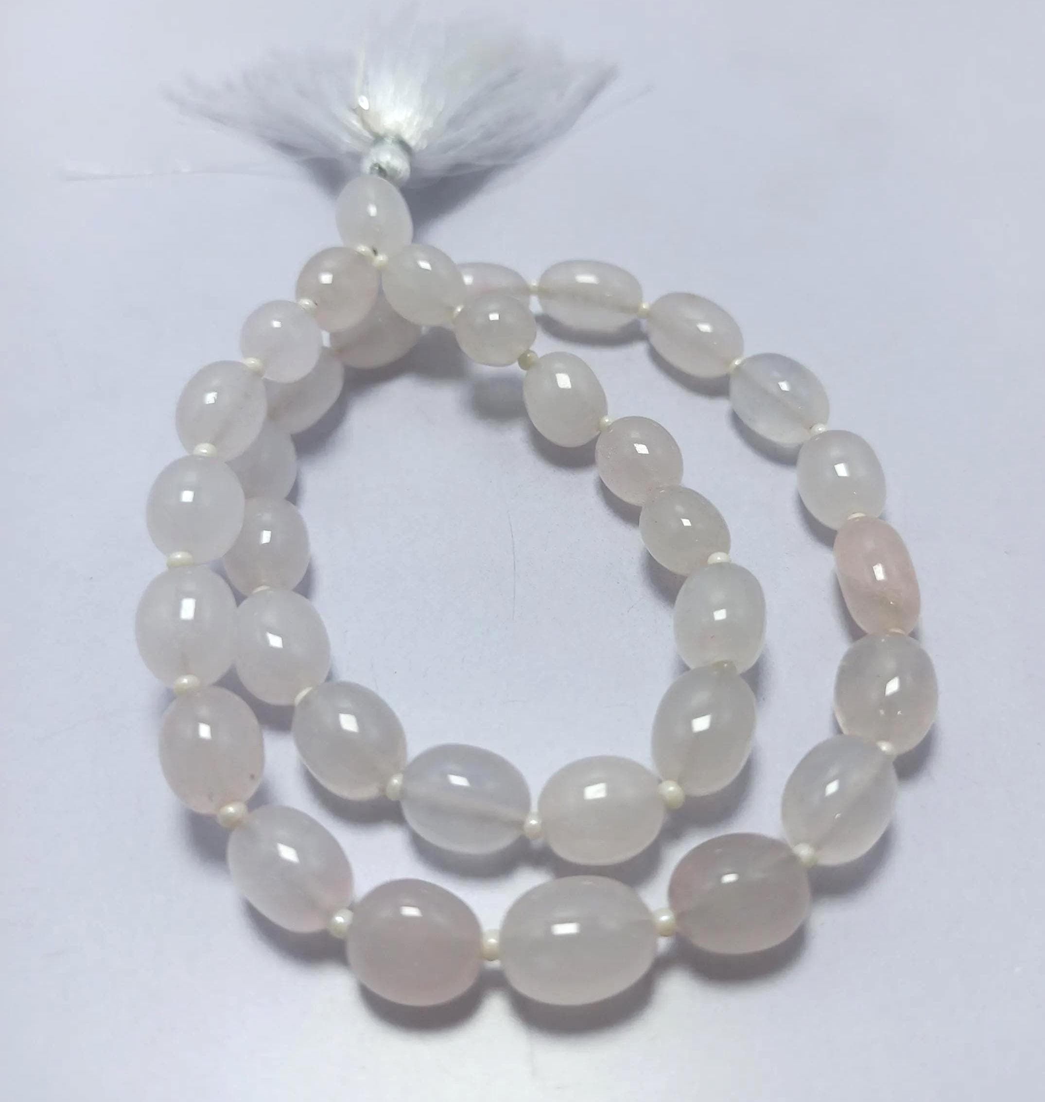 Smooth Oval Natural Gemstone Prayer Beads Japa Mala Tasbih for Meditation - image 5
