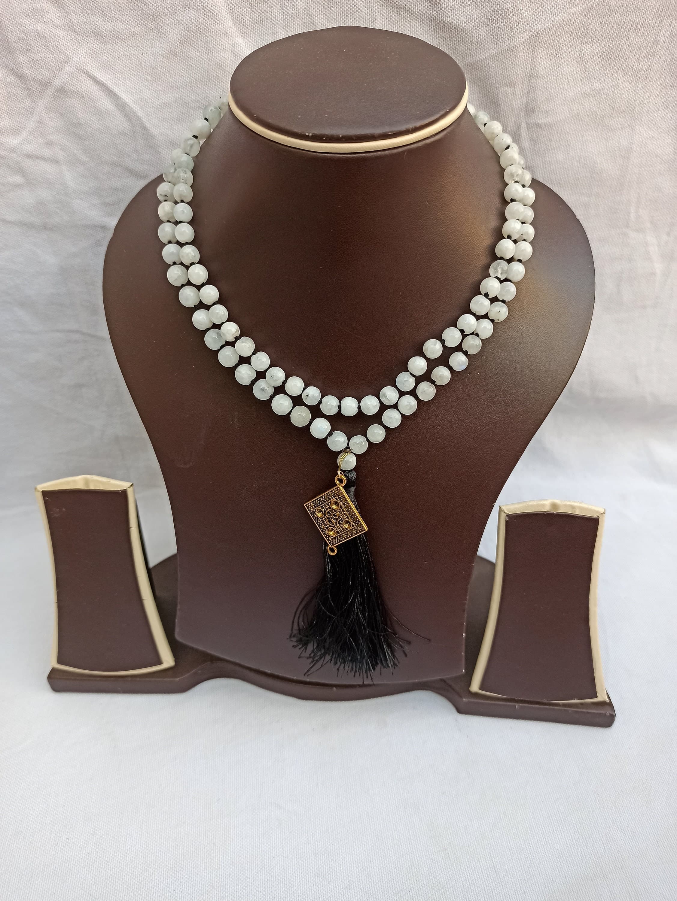 Natural Gemstone Japa Mala 108 Beads Tasbih with Guru Bead Long Tassel - image 5