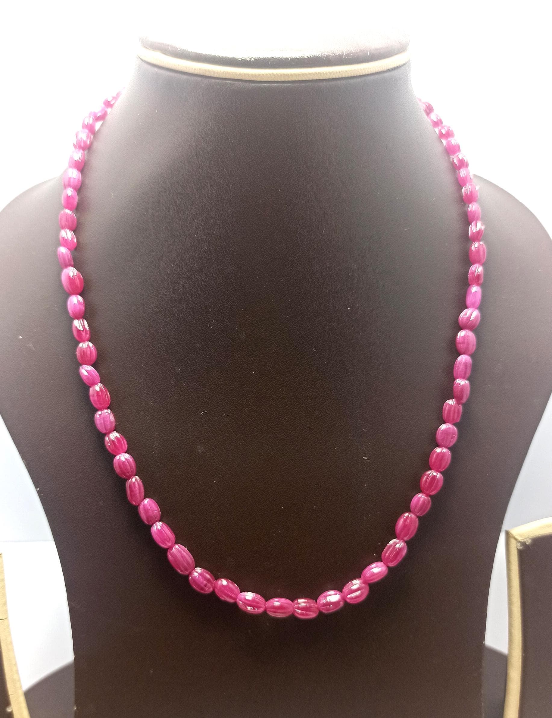 Natural Ruby Beads Strand, Carved Oval Gemstone String for DIY Jewelry Making - image 5