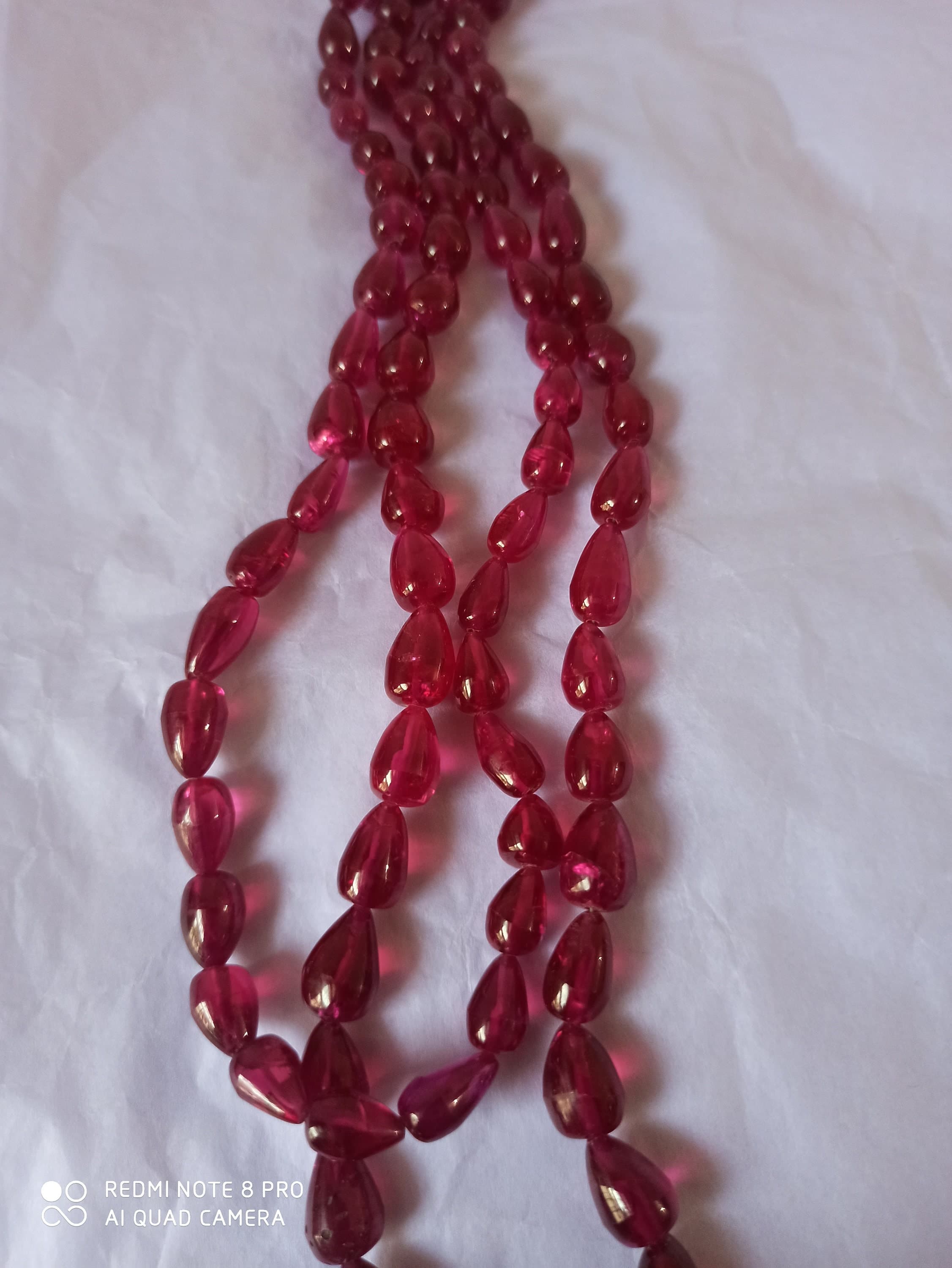AAA Ruby Corundum Drop Beads Strand, Smooth Polished Gemstone Jewelry Making - image 4