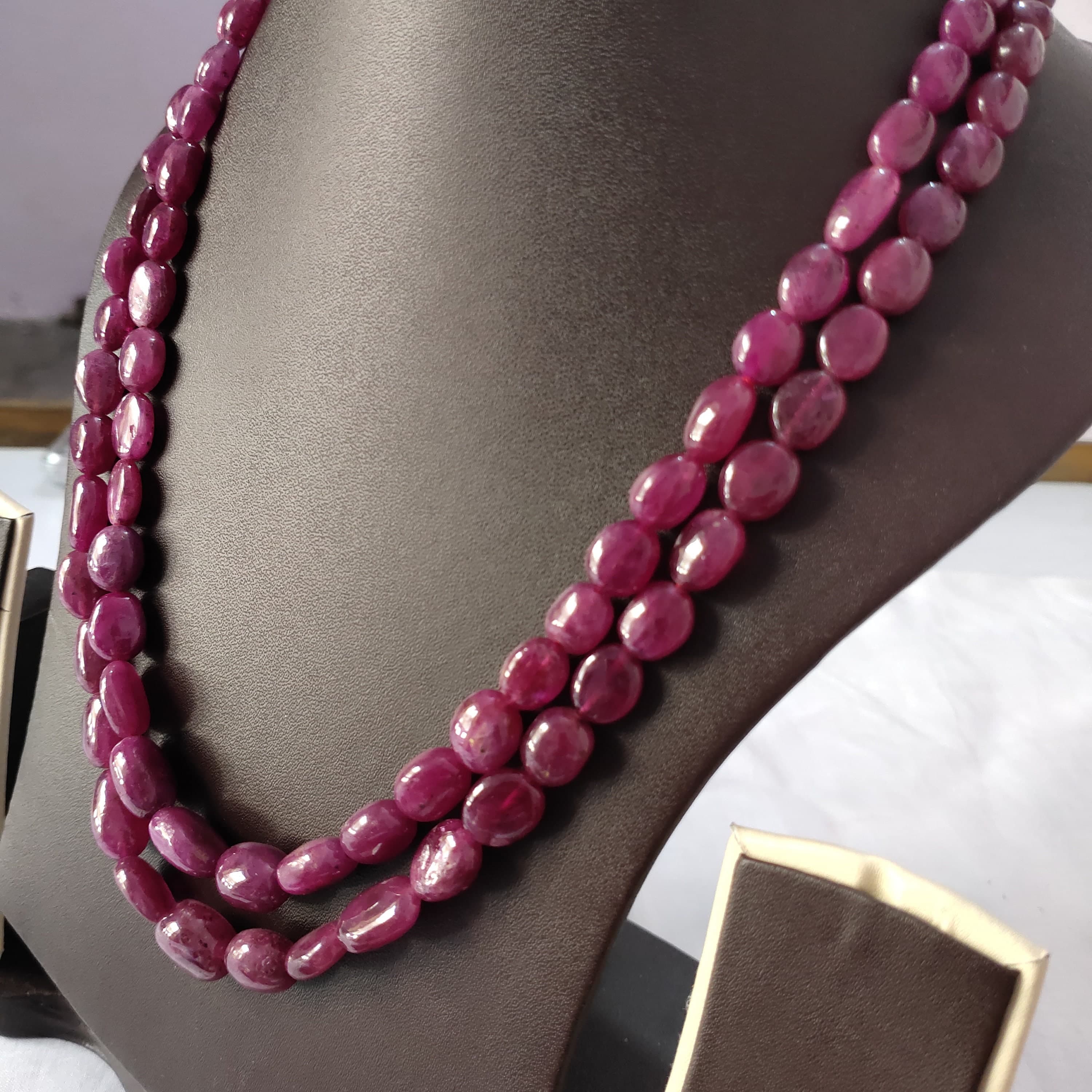 Natural Ruby Tumble Bead Necklace: Adjustable Gemstone Jewelry - image 4