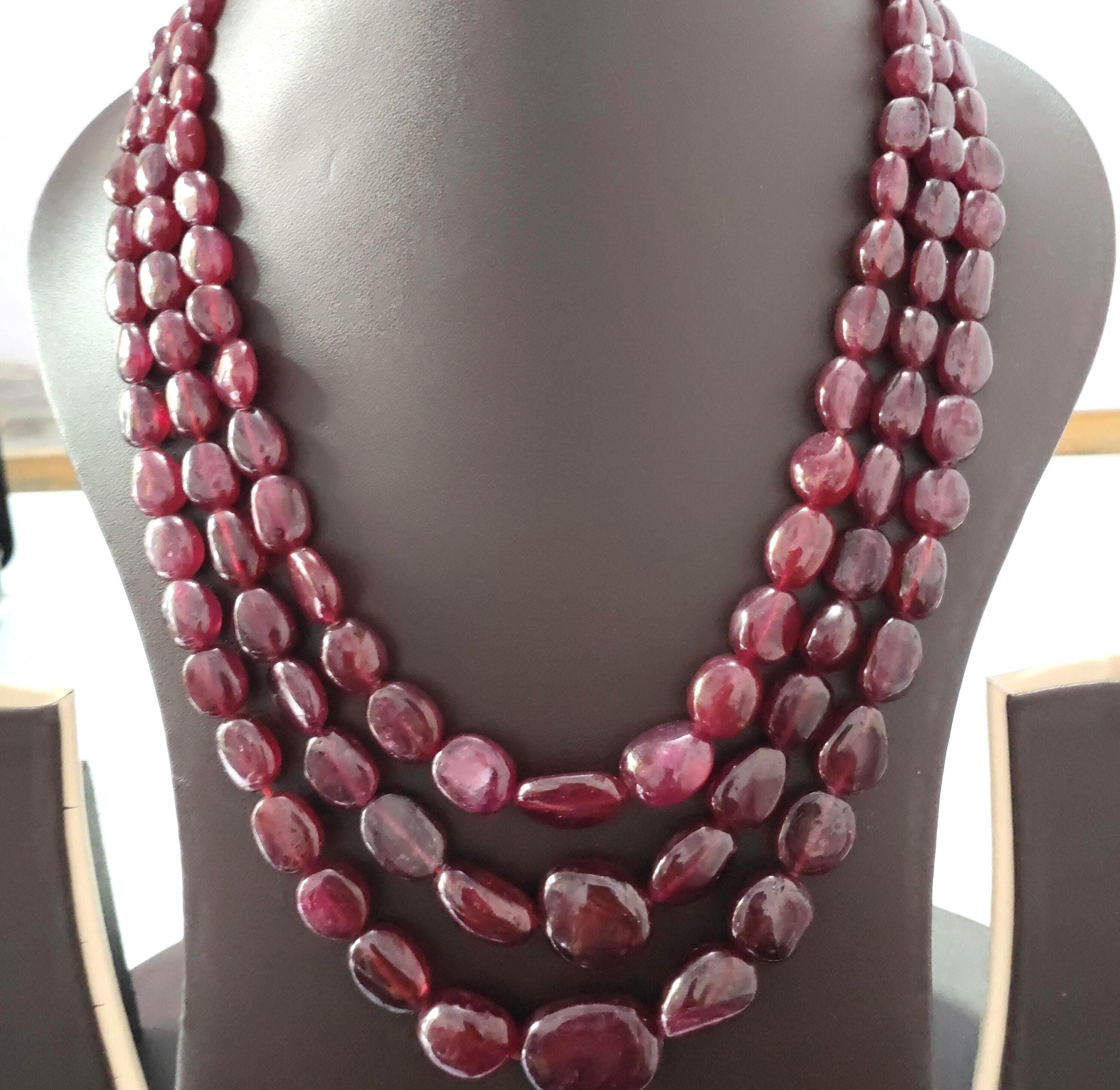Natural Ruby Tumble Necklace 890 Carat Gemstone Beads Healing Crystal Jewelry - image 3