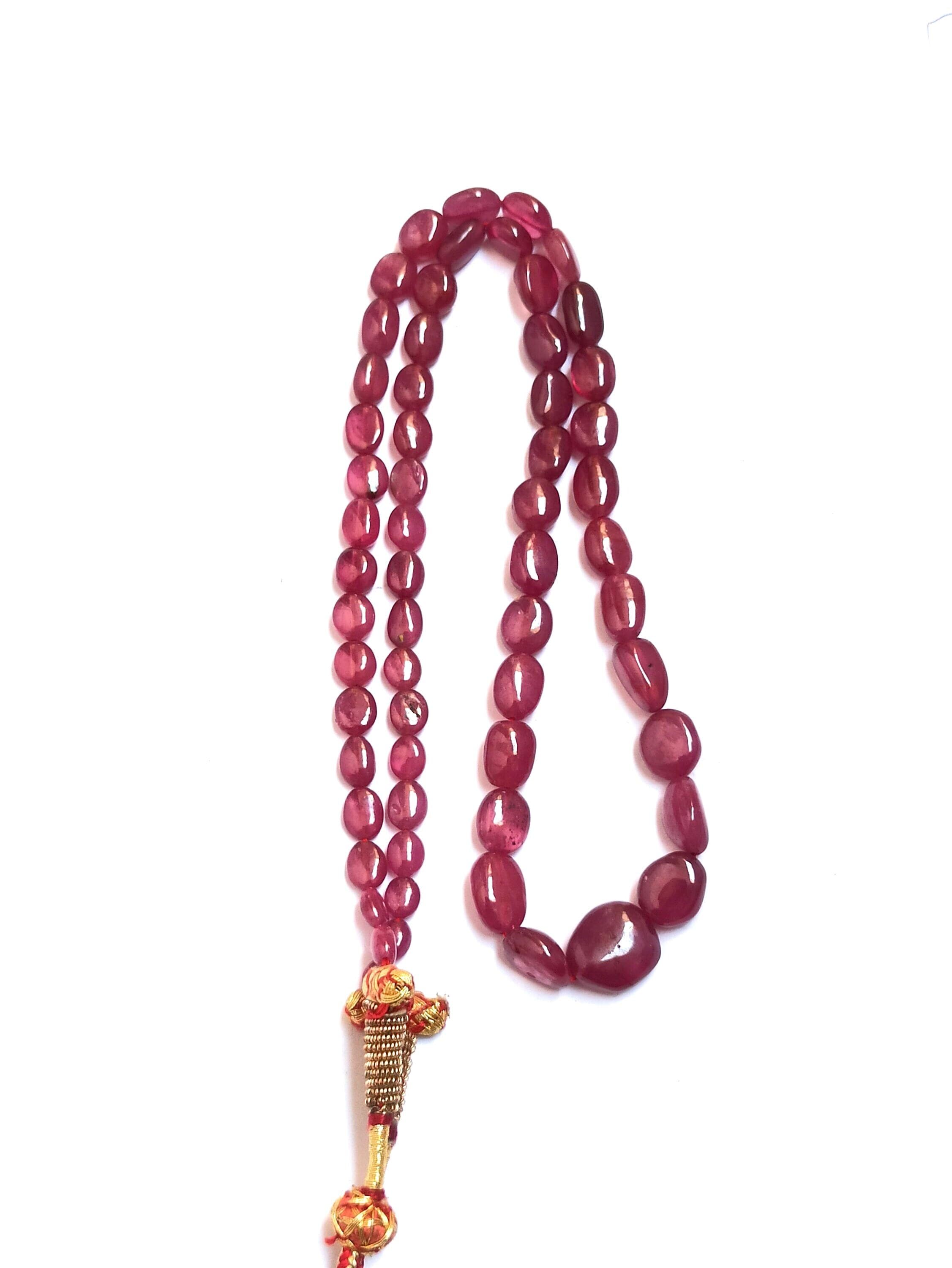 Natural Ruby Necklace, Oval Ruby Gemstone Beads, Adjustable 17" Cord, July Birthstone Jewelry - image 5