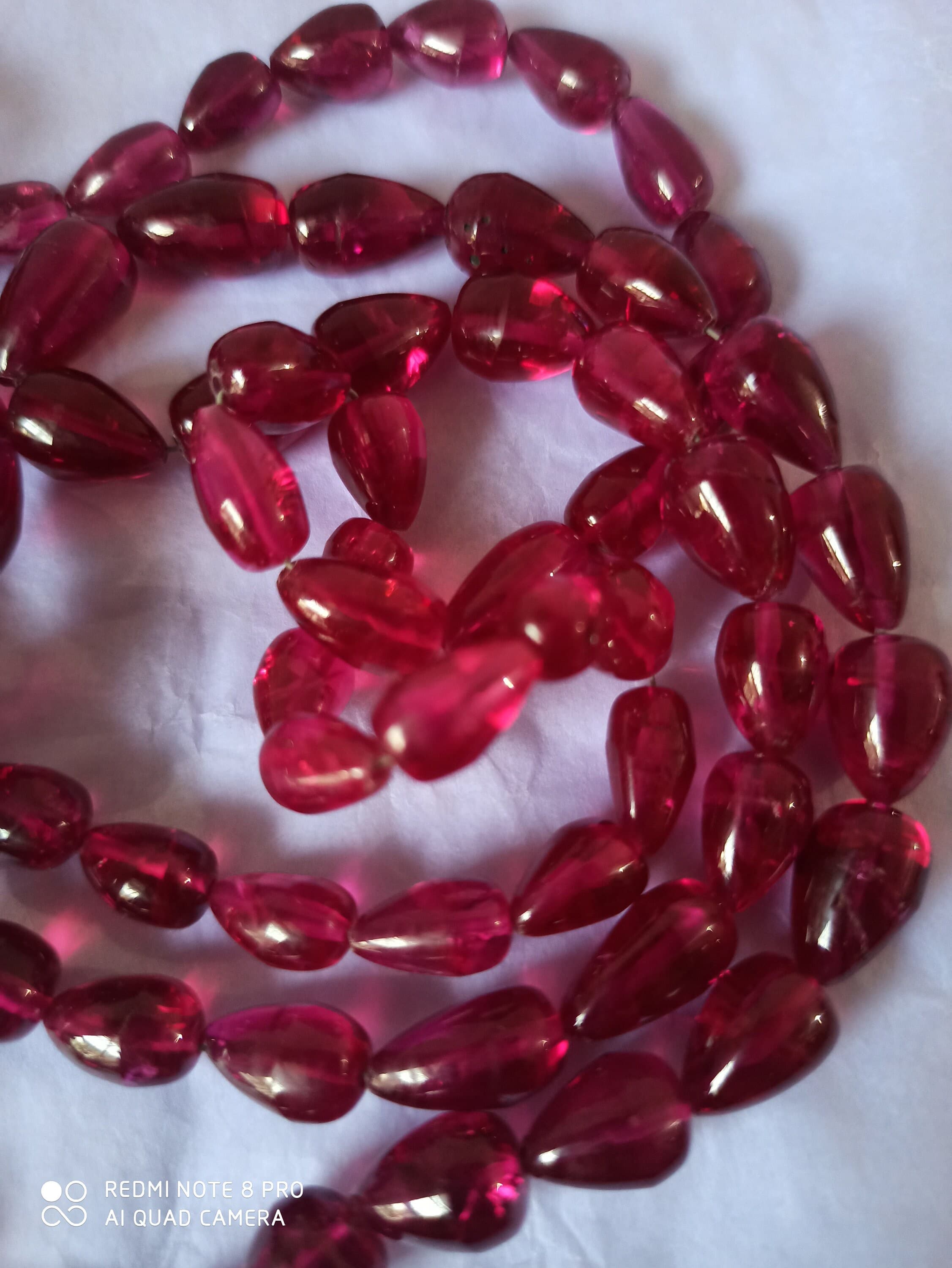 AAA Ruby Corundum Drop Beads Strand, Smooth Polished Gemstone Jewelry Making - image 3
