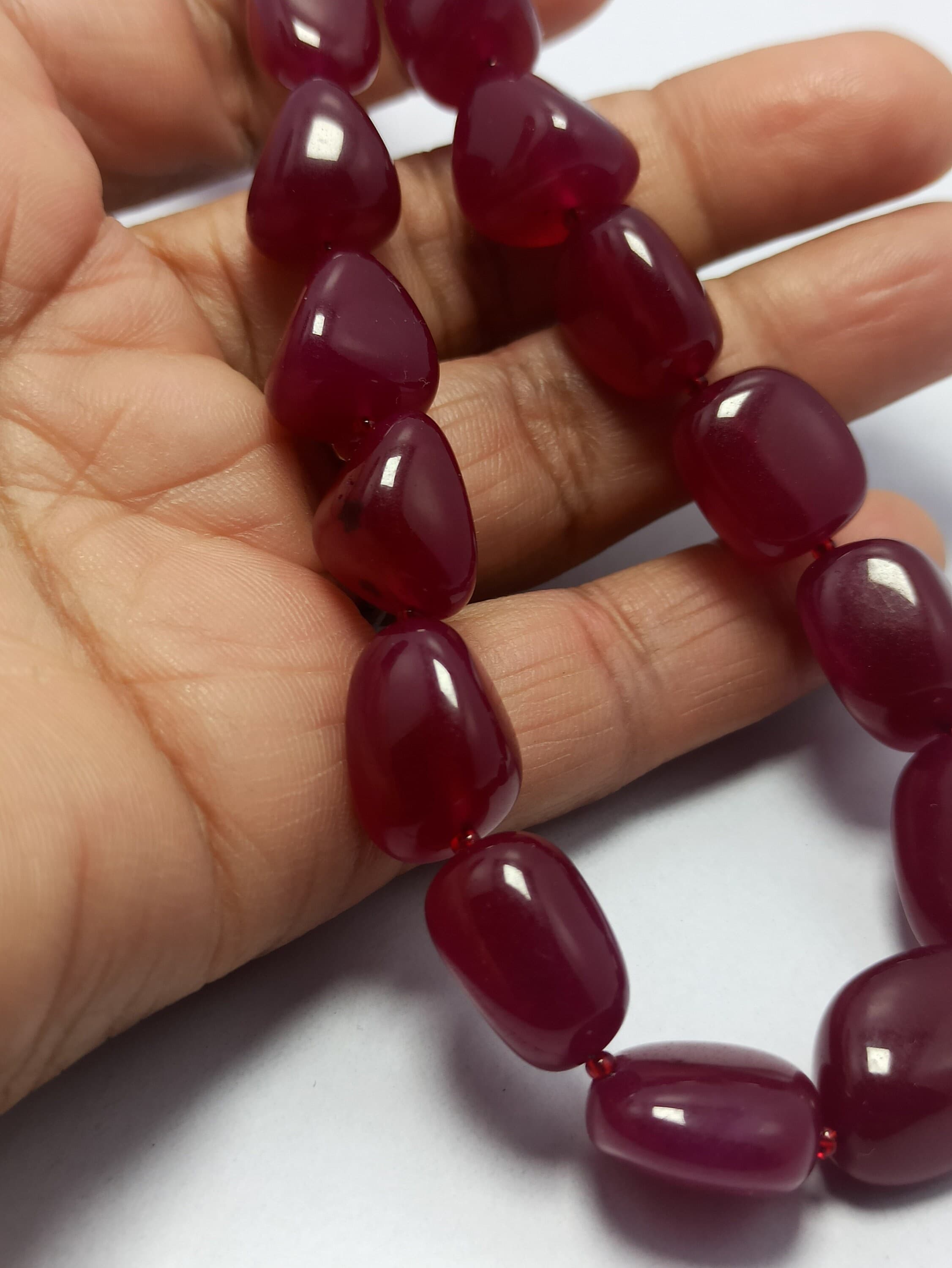 Dyed Ruby Tumbled Necklace, Smooth Nugget Gemstone, Healing Crystal Jewelry - image 5