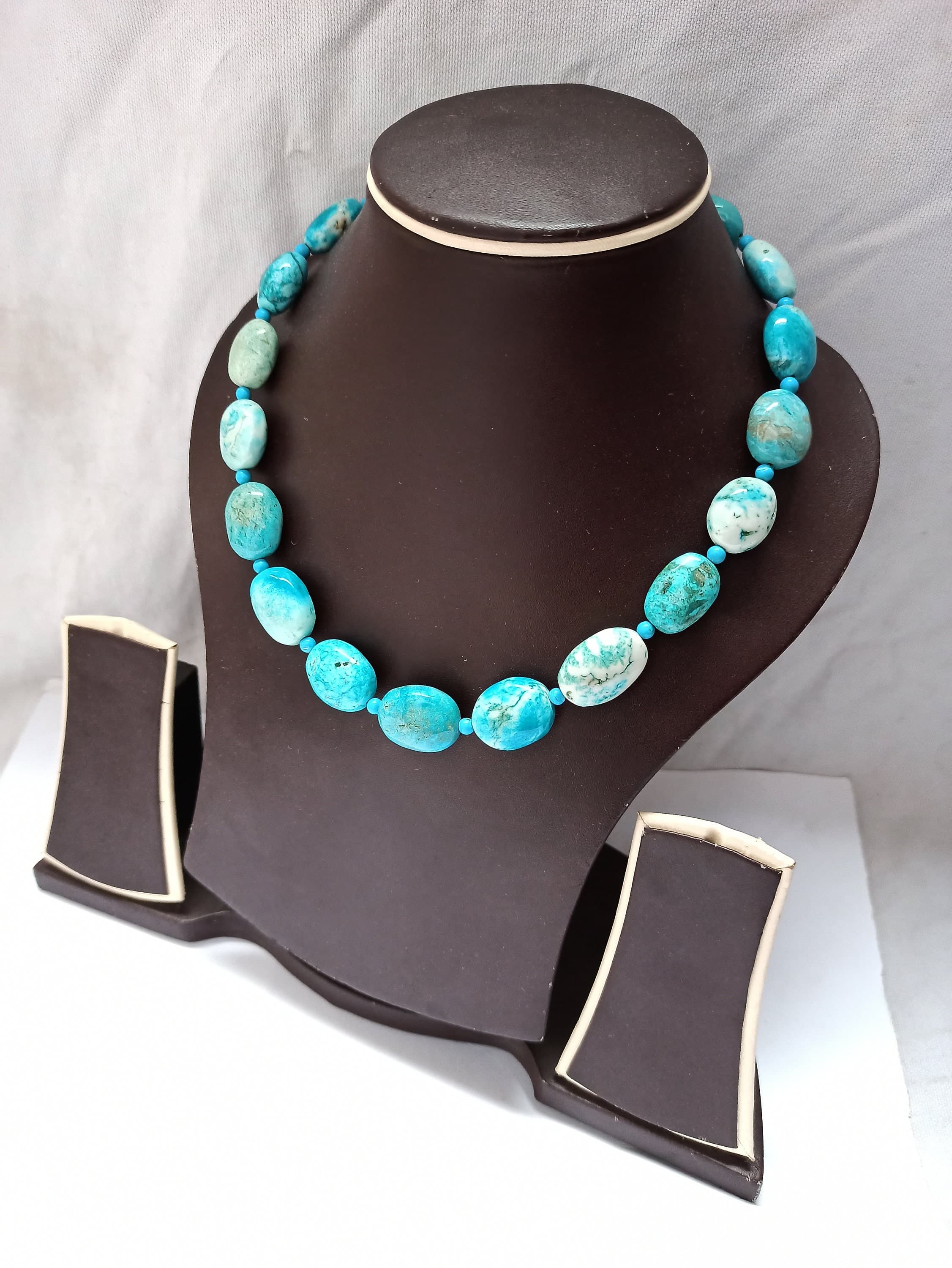 Natural Turquoise Oval Necklace 17" Healing Gemstone Beads Strand for Jewelry Making - image 4