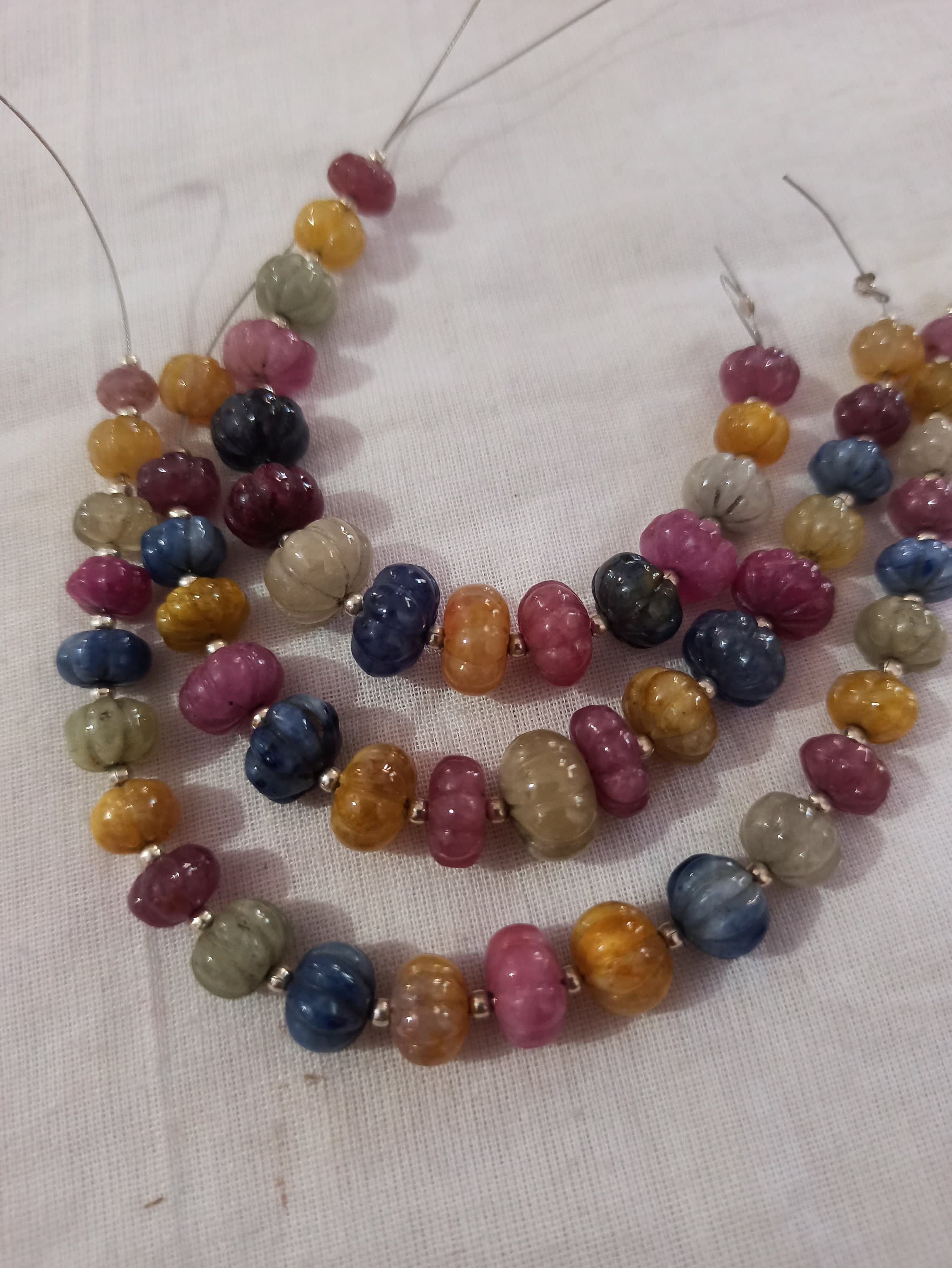 Natural Multi Sapphire Pumpkin Beads 8–11mm AAA Quality Gemstone Necklace & Bracelet Jewelry Design