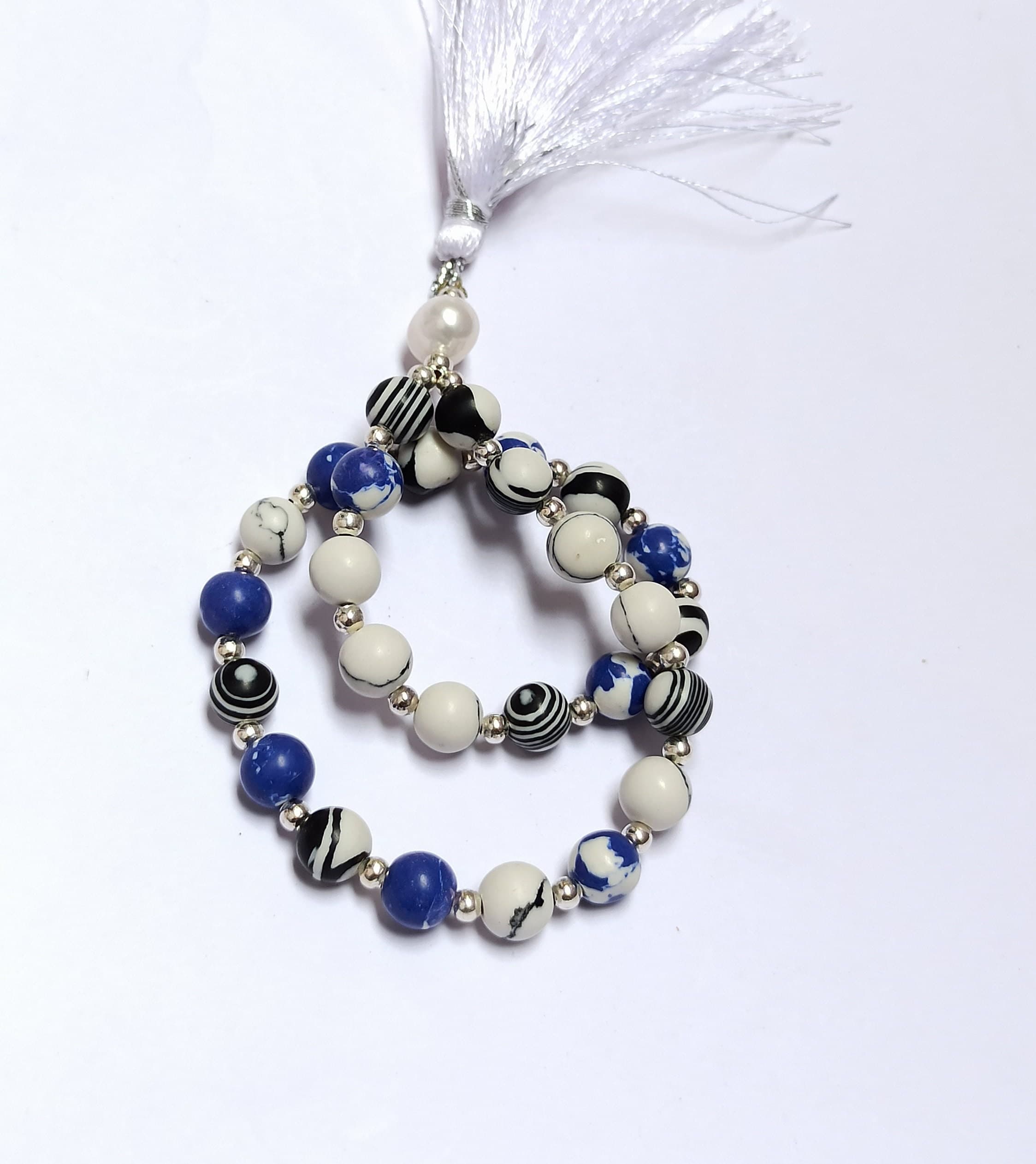 Blue Sapphire Multi-Stone Hand Japa Mala 27 Beads Meditation & Prayer Tasbih - image 3
