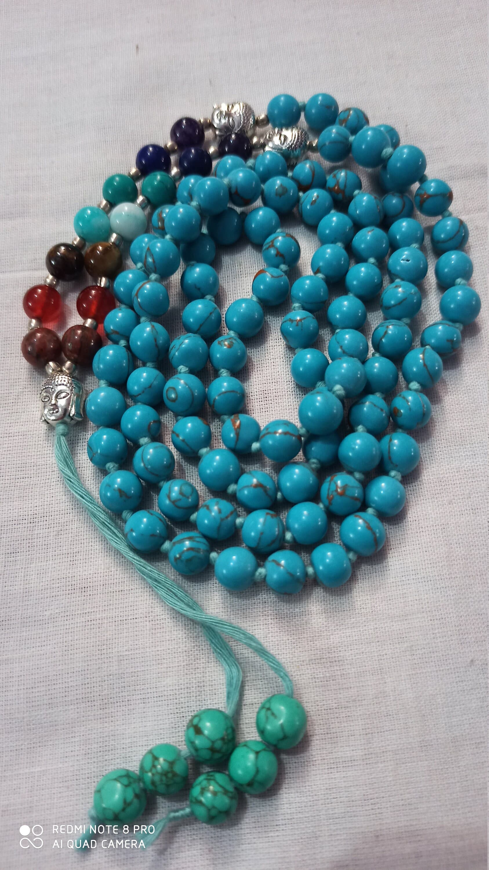 Seven Chakra Healing Mala 108 Beads Prayer tasbih Meditation Necklace with Guru Bead - image 5