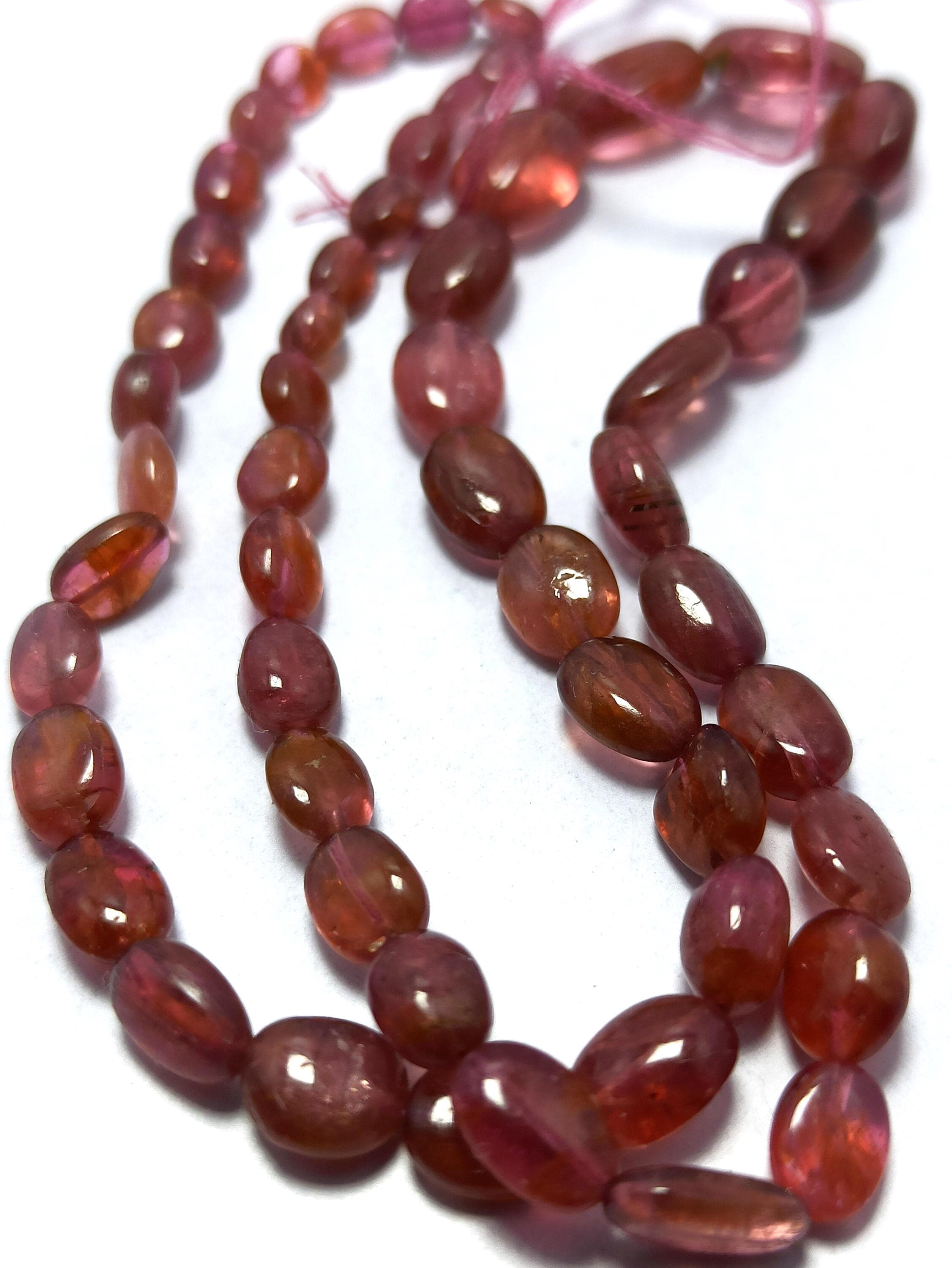 60.50 Carat Pink Tourmaline Beads Grade Oval Smooth Healing Gemstone Strand - image 5
