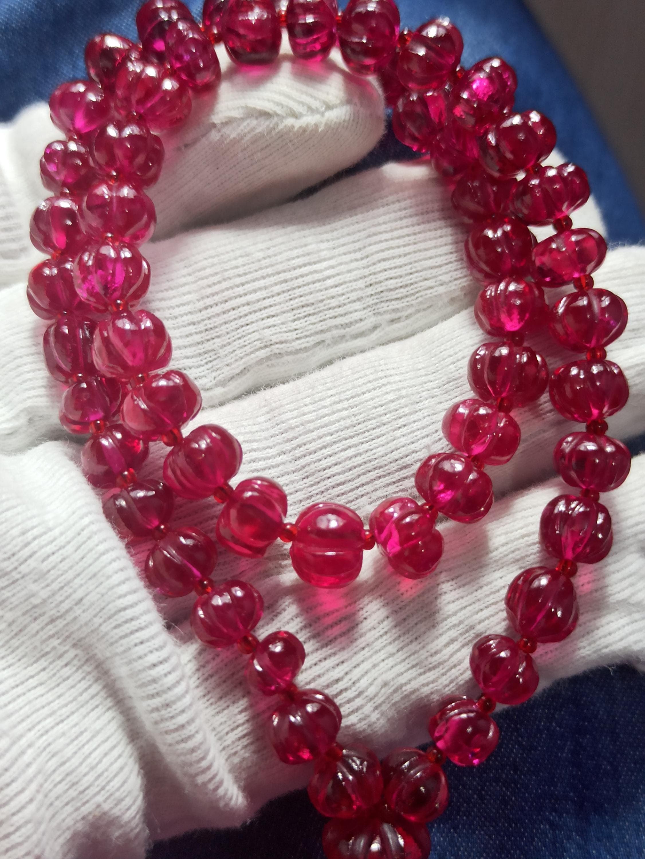 Ruby Corundum Japa Mala Tasbih Pumpkin Round Gemstone Prayer Beads Natural Meditation Spiritual Healing - image 3