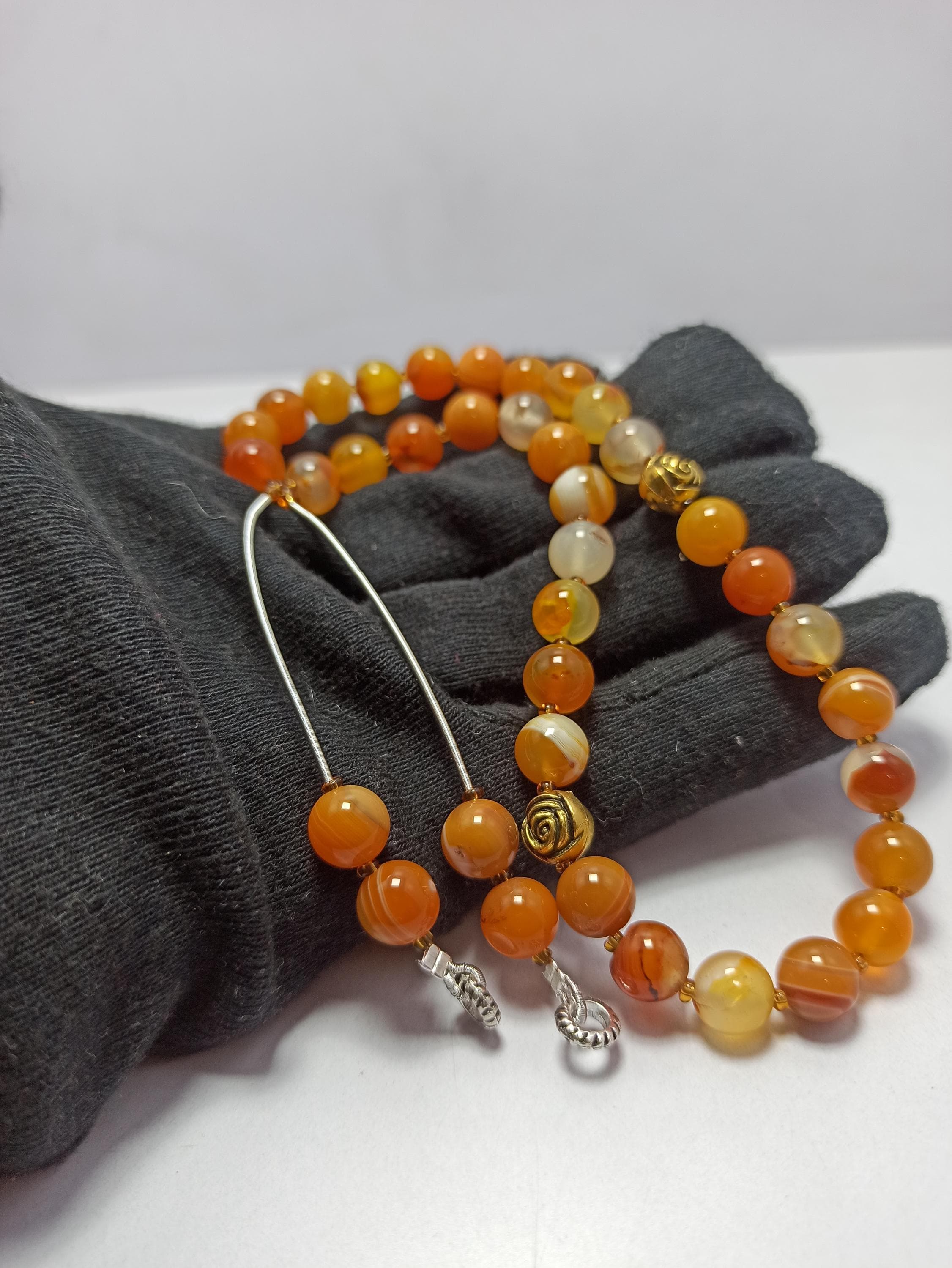 Prayer Japa Mala Smooth Gemstone Beads Islamic Tasbih Misbaha Meditation & Spiritual Rosary