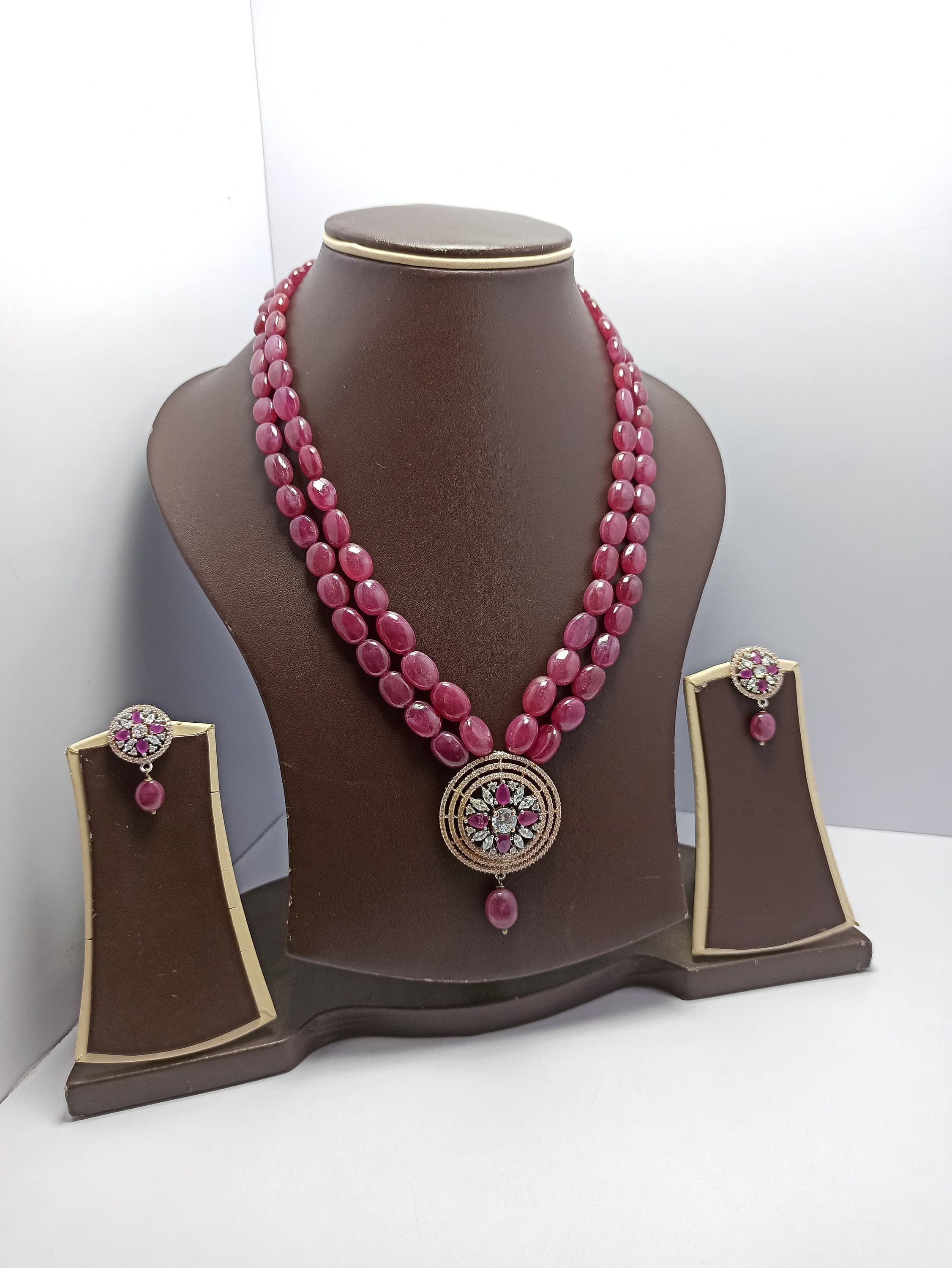 Natural Ruby Necklace Rose Gold Pendant with AAA Gemstone Beads - image 4