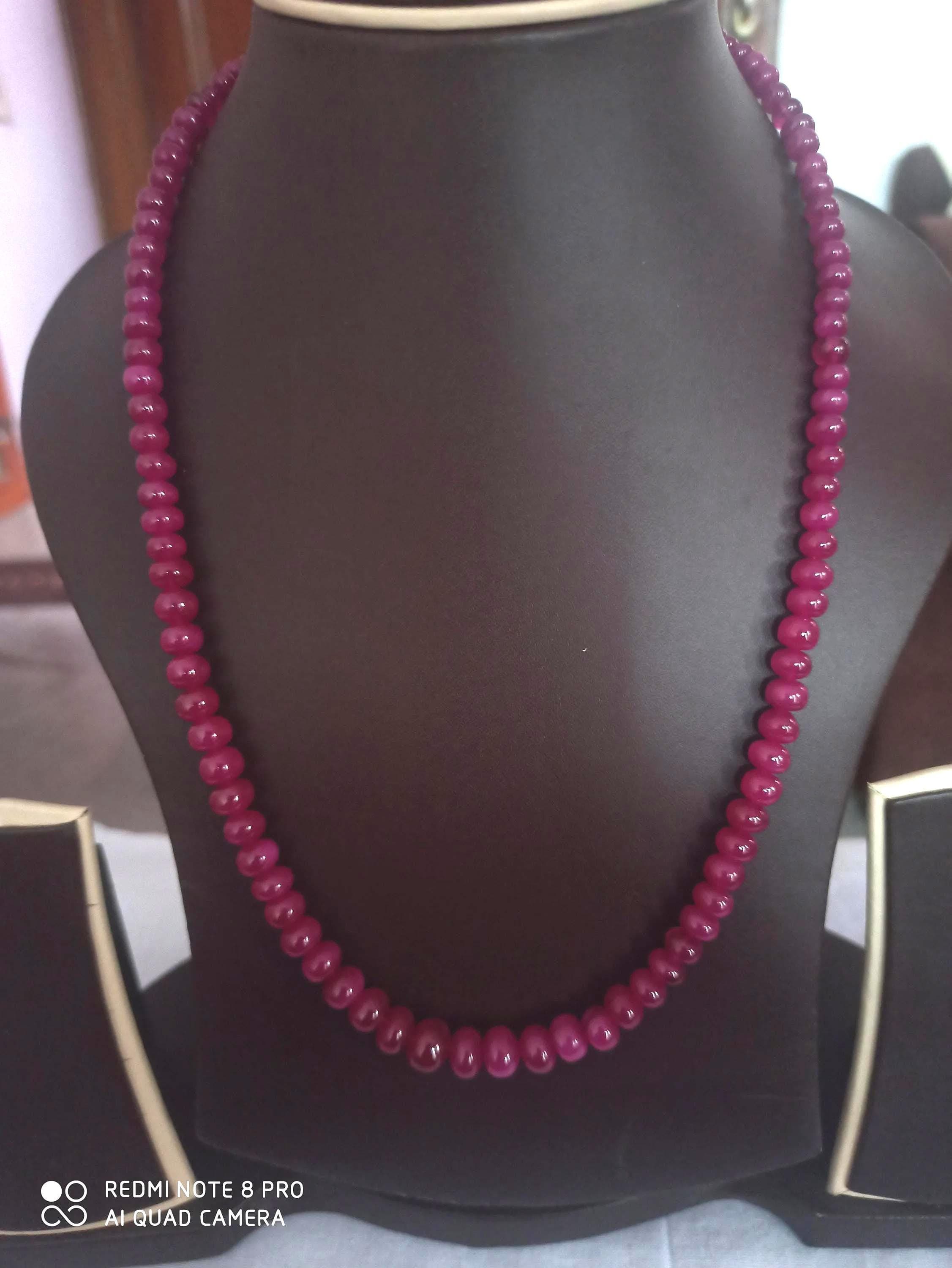 Natural Ruby Necklace 16" Handmade Polished Rondelle Beads Fine Gemstone Jewelry for Women - image 5