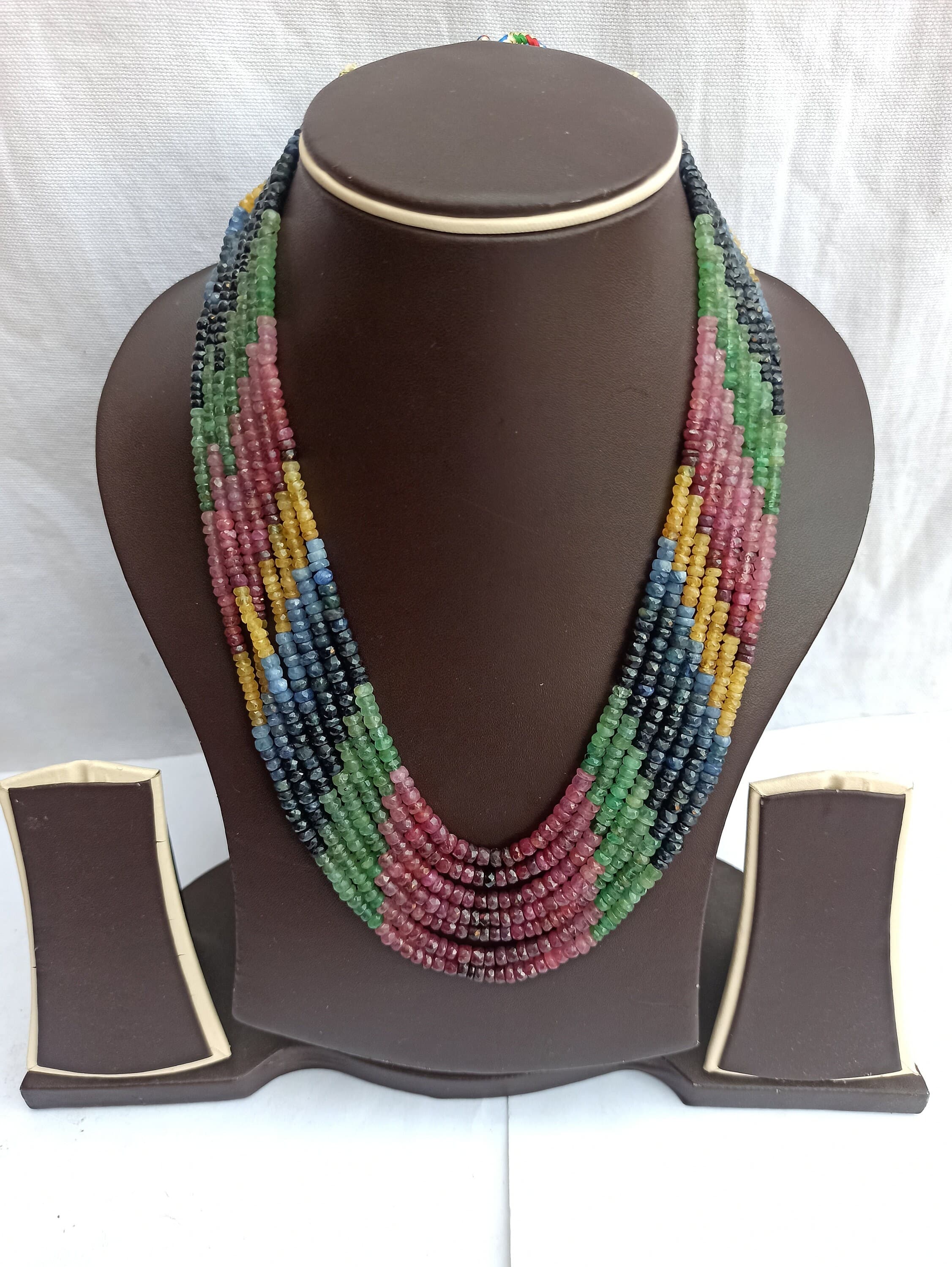 Natural Multi Sapphire Necklace, AAA Rondelle Beads 612 Carat, 20″ Handmade Gemstone Jewelry - image 4
