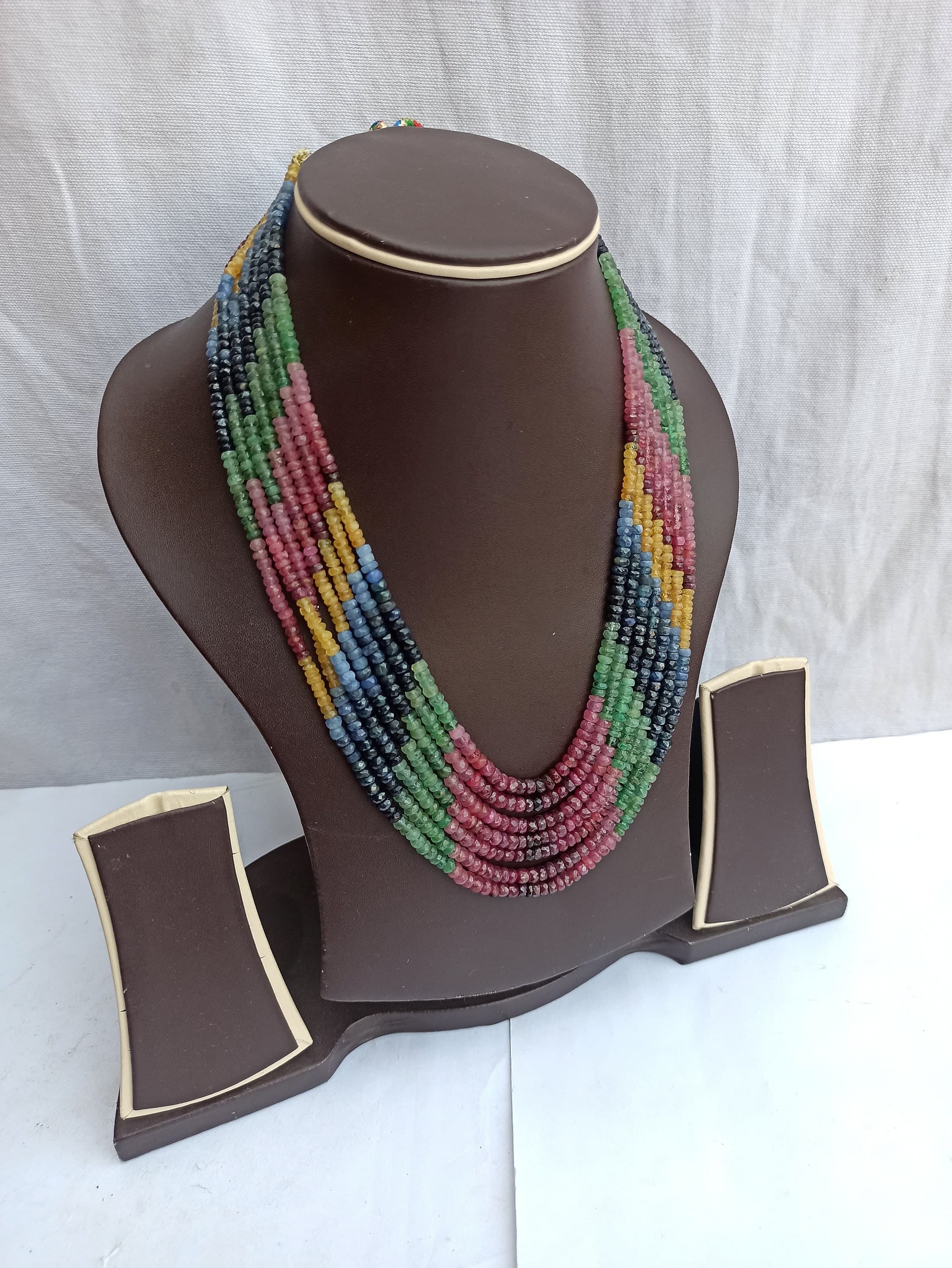 Natural Multi Sapphire Necklace, AAA Rondelle Beads 612 Carat, 20″ Handmade Gemstone Jewelry - image 3