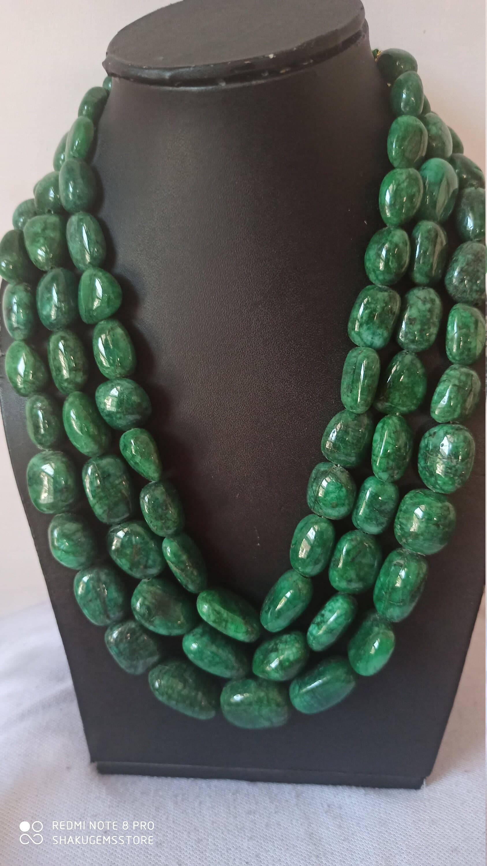 AAA Emerald Beryl Necklace Smooth Tumble Healing Gemstone Beads Adjustable Cord Jewelry - image 4