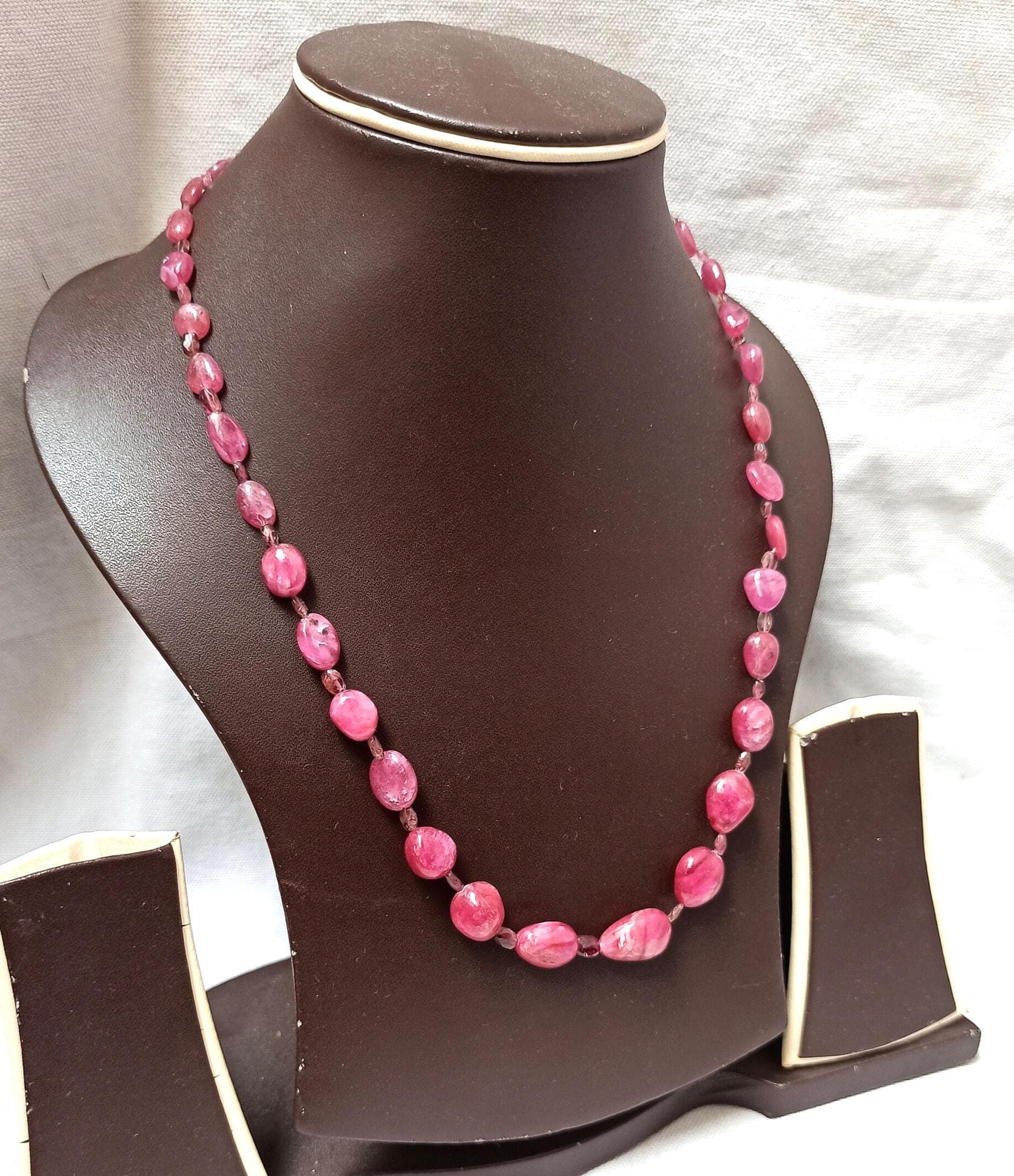 Natural Ruby Necklace, 203 Carat Tumbled Ruby Beads, 20" Gemstone Jewelry - image 5