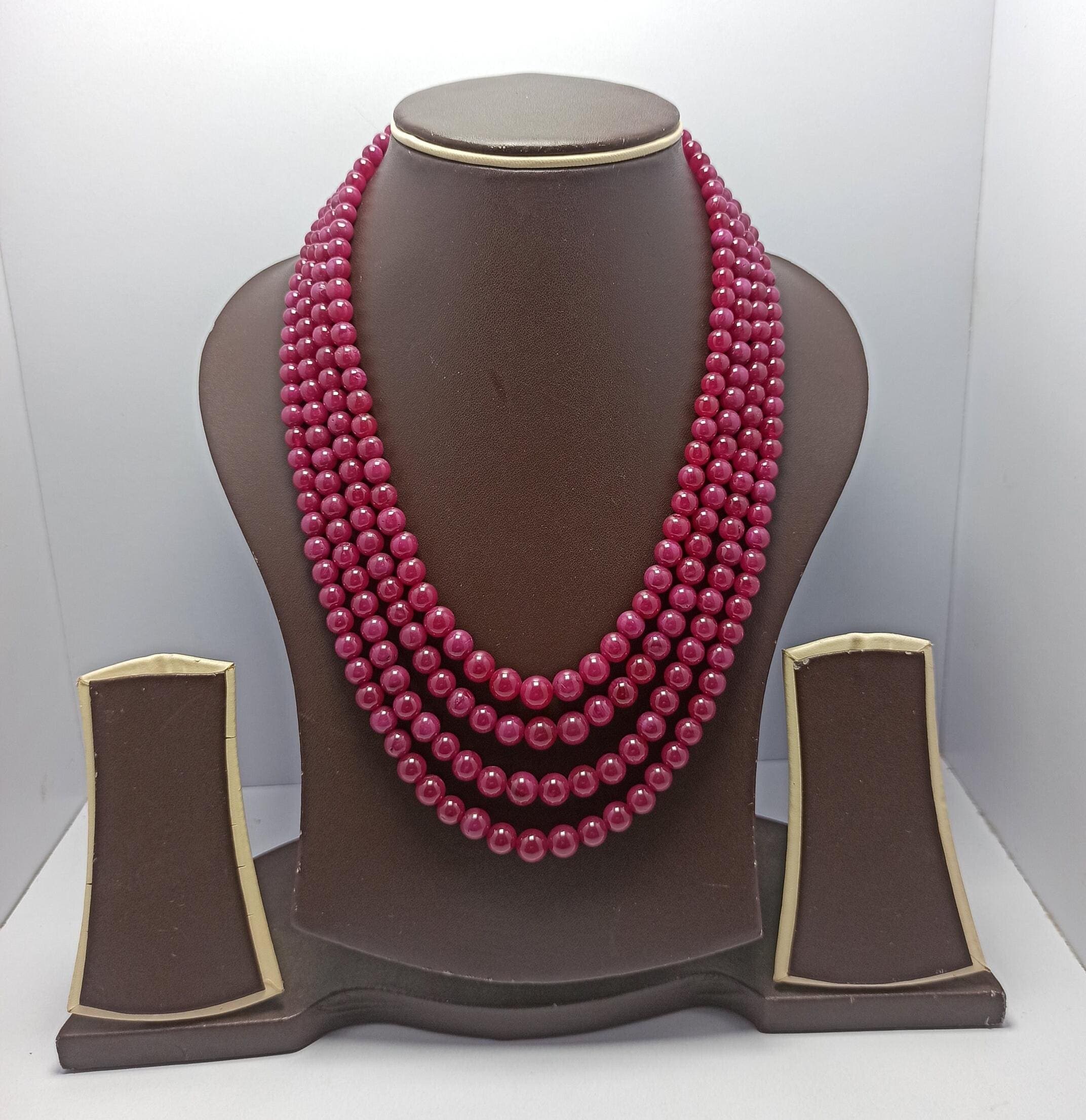 Natural Ruby Corundum Necklace Bolls Round Beads AAA Gemstone With Adjustable Code Necklace