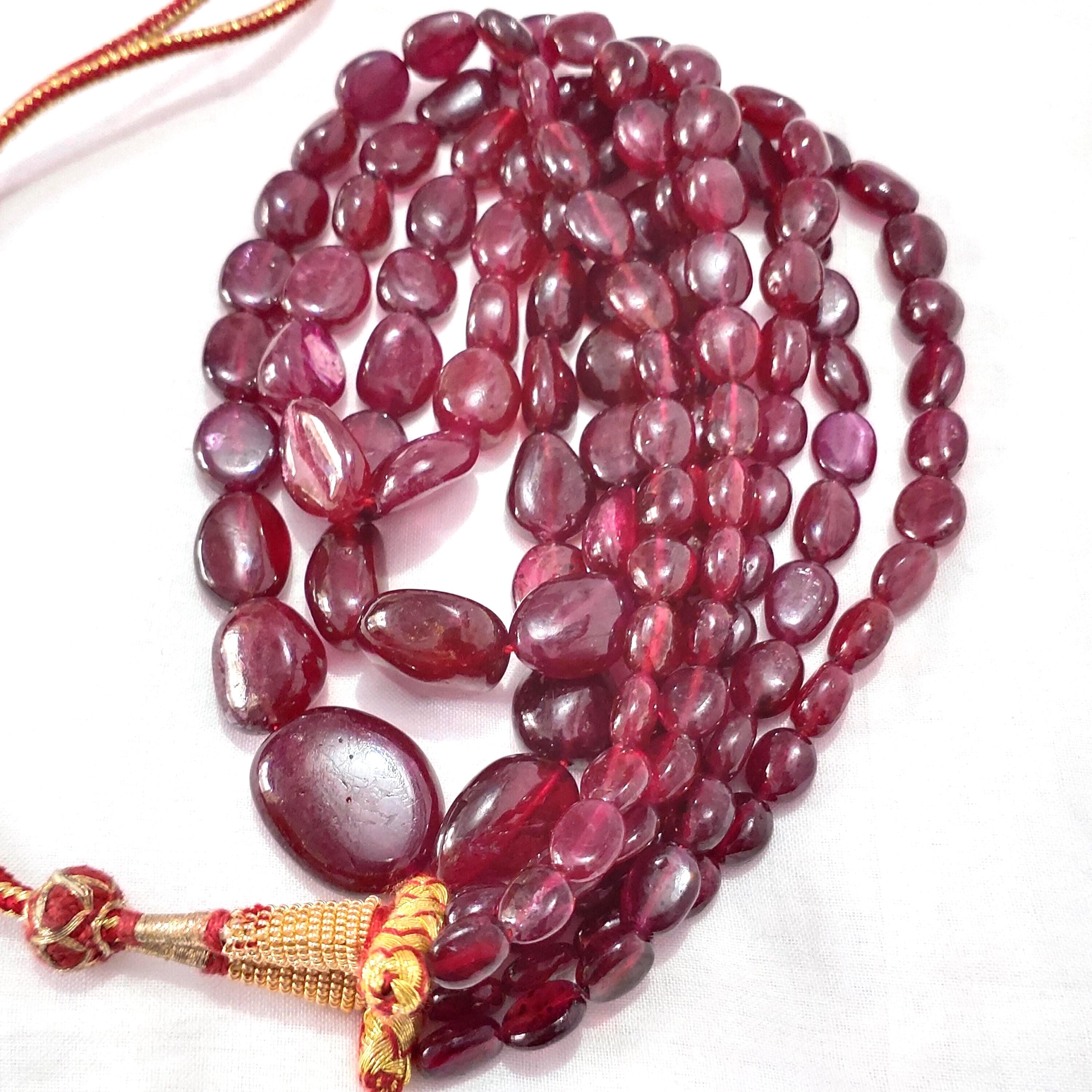 Natural Ruby Tumble Necklace 890 Carat Gemstone Beads Healing Crystal Jewelry - image 4