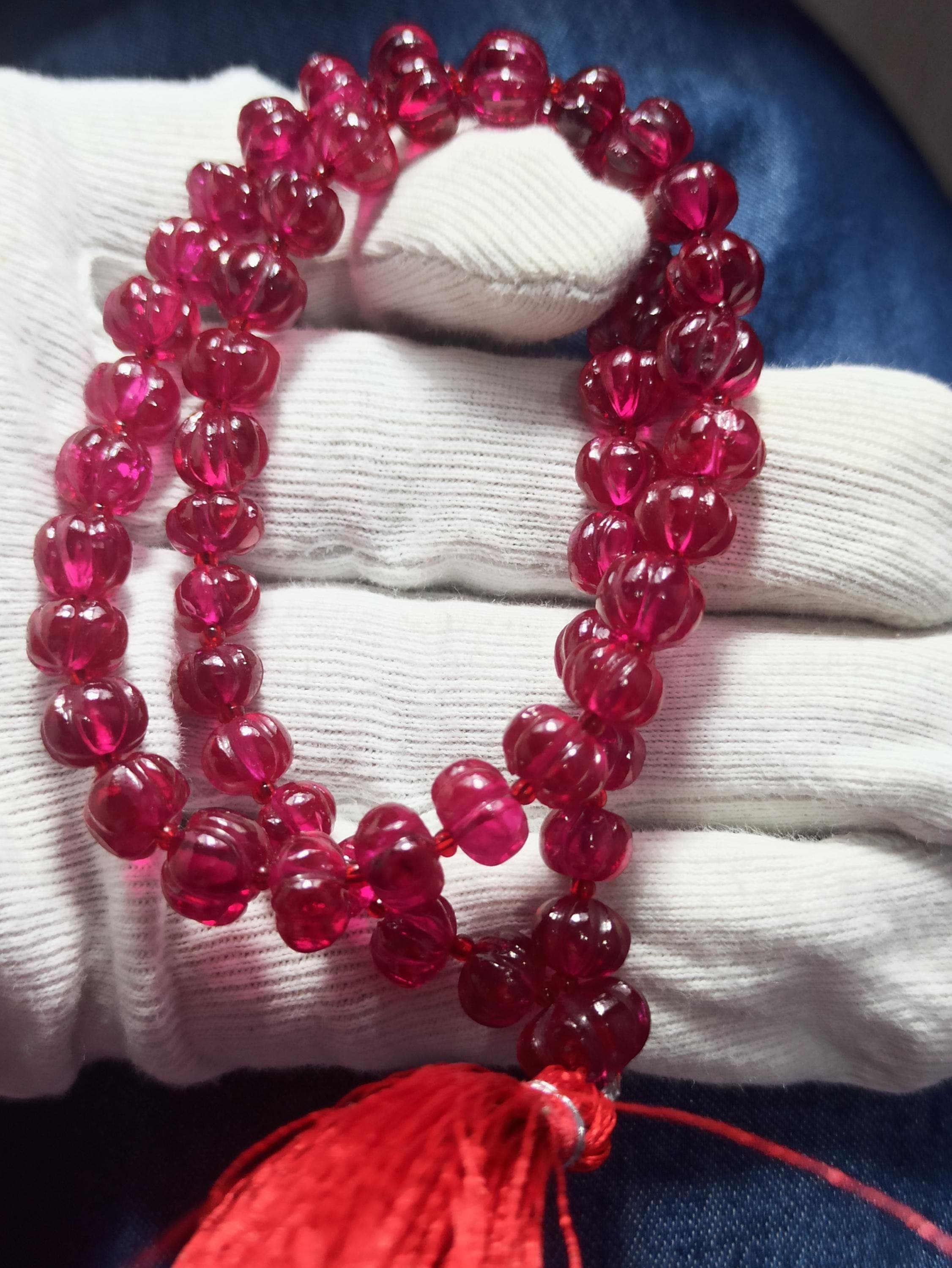 Ruby Corundum Japa Mala Tasbih Pumpkin Round Gemstone Prayer Beads Natural Meditation Spiritual Healing - image 4