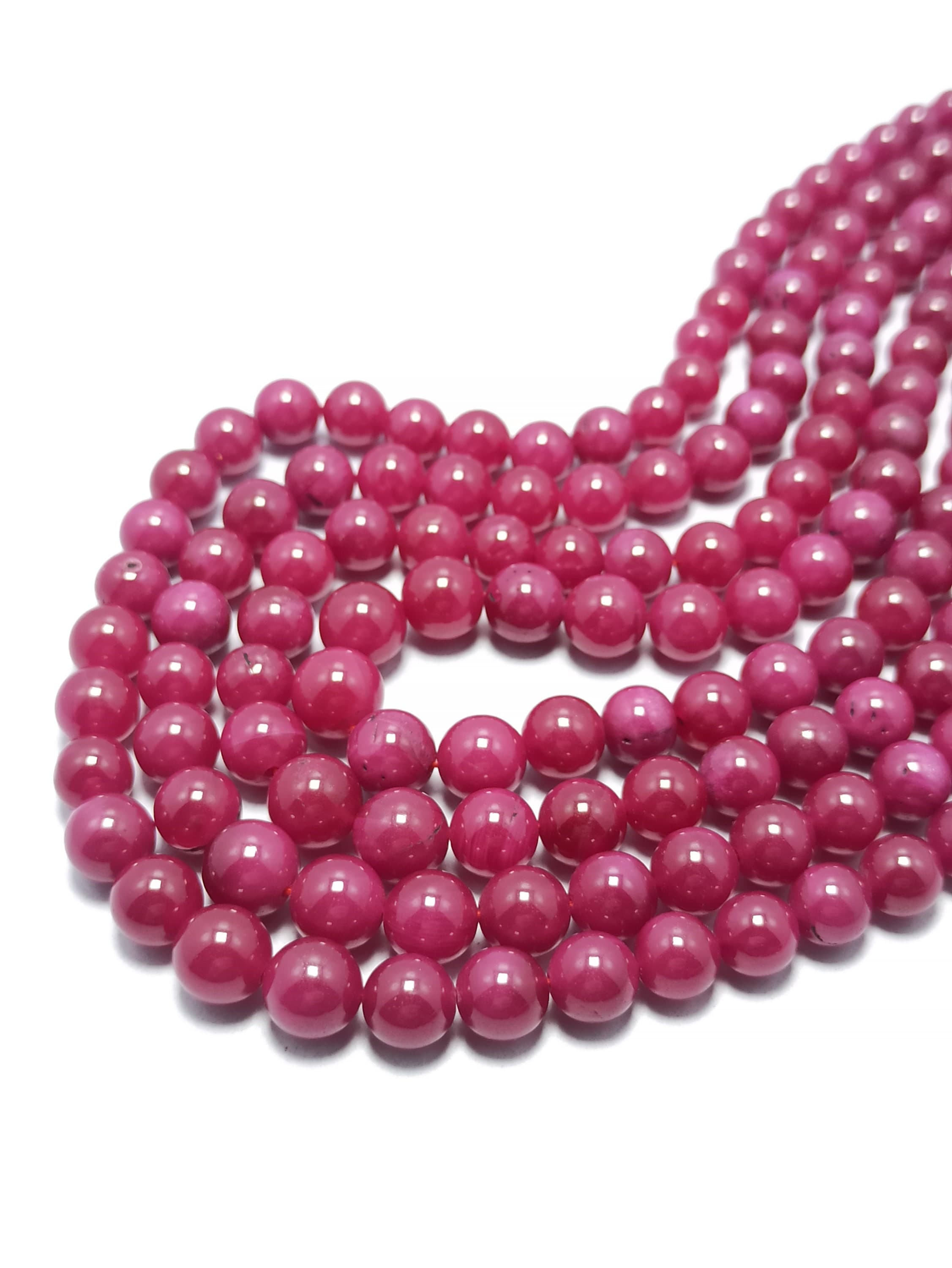 Natural Ruby Corundum Necklace Bolls Round Beads AAA Gemstone With Adjustable Code Necklace - image 4