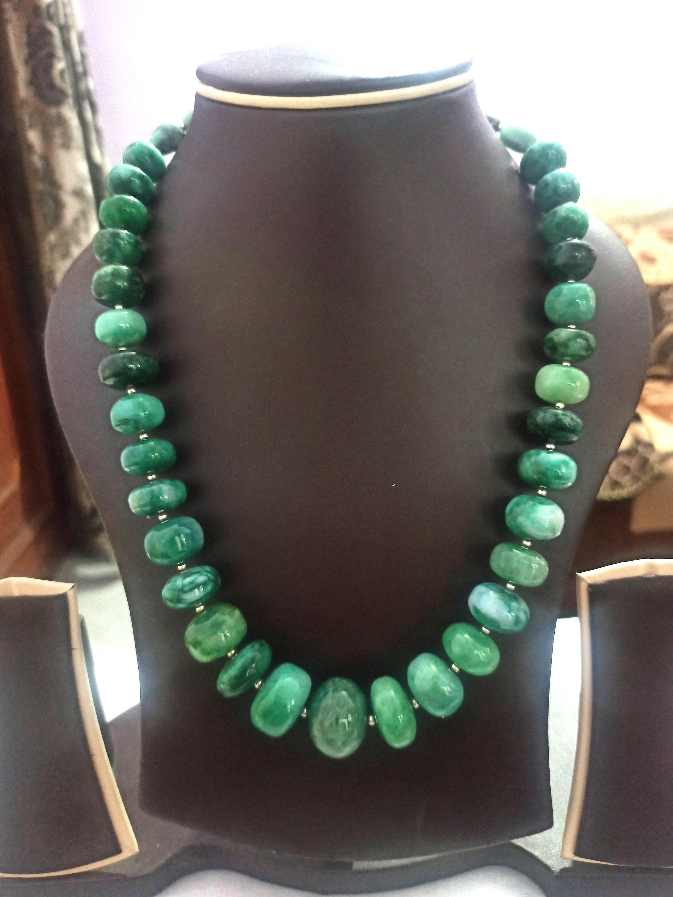 Sakota Emerald Rondelle Bead Necklace: 660 Carat AAA Gemstone Jewelry